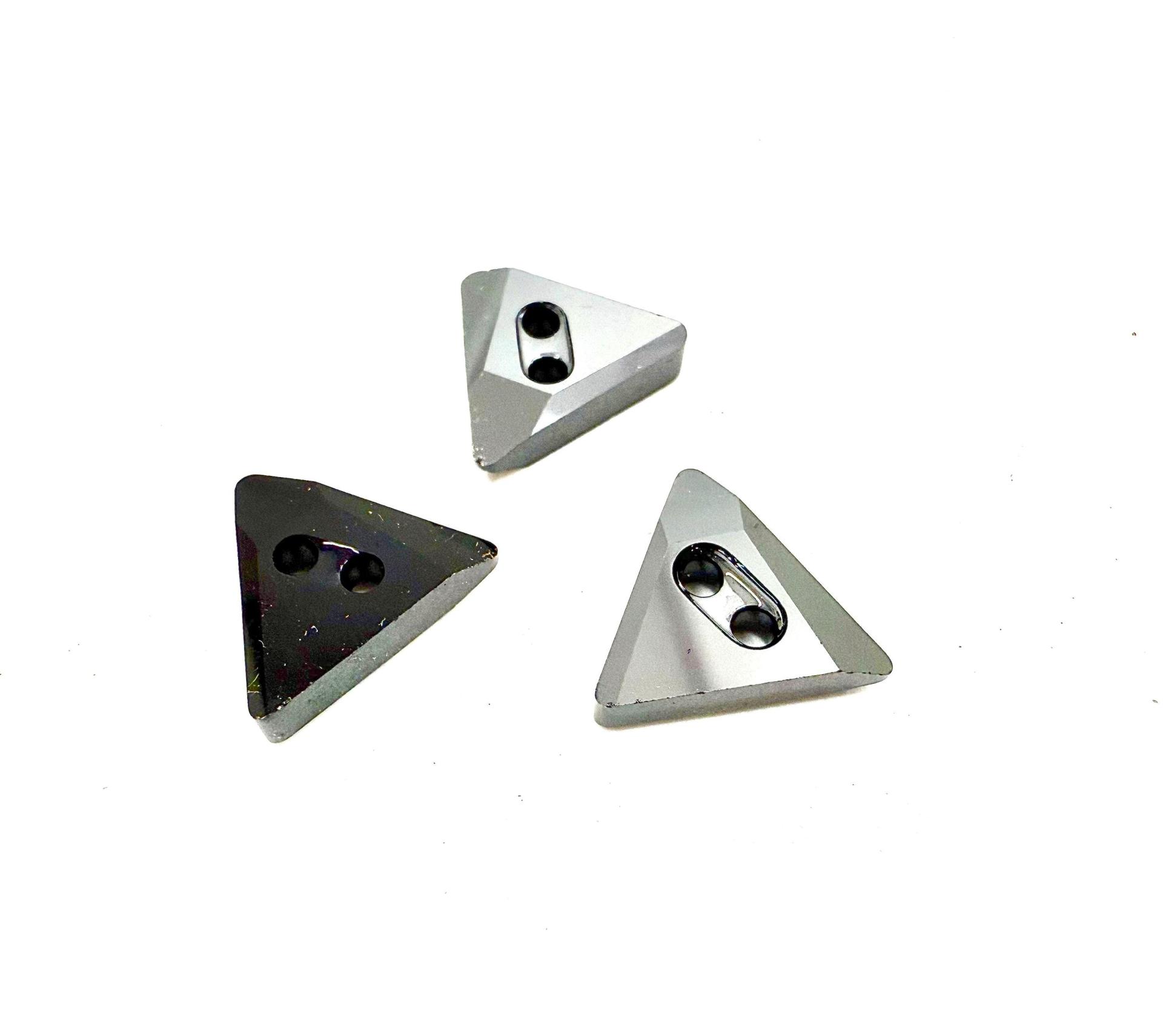 10mm Swarovski 3038 Triangle Jet Hematite Black Button Vintage crystals