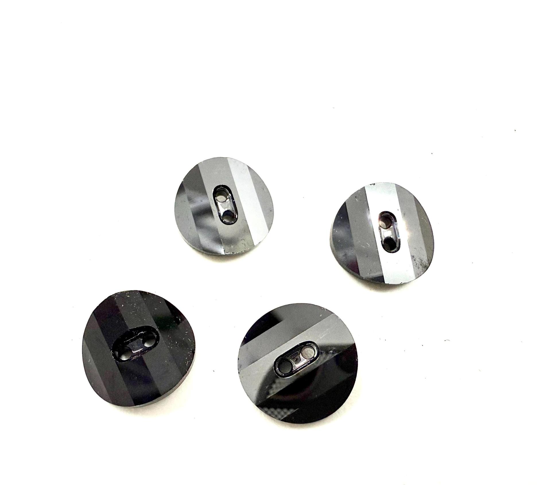 Swarovski 3016 Jet Hematite 12 mm Round Button Potato chip slightly twisted Cystal sewing