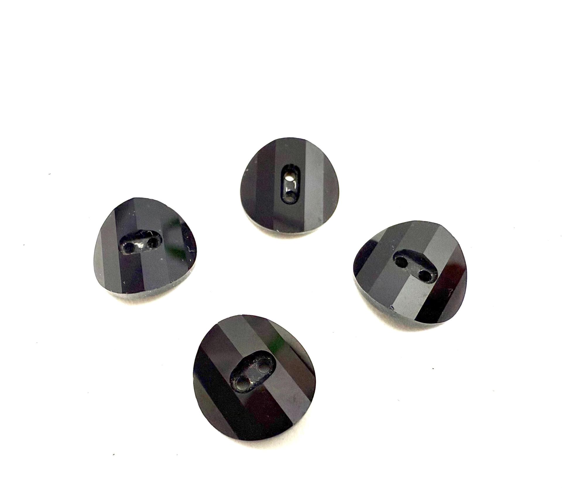 Swarovski 3016 Jet 12 mm Round Button Potato chip slightly twisted Cystal sewing