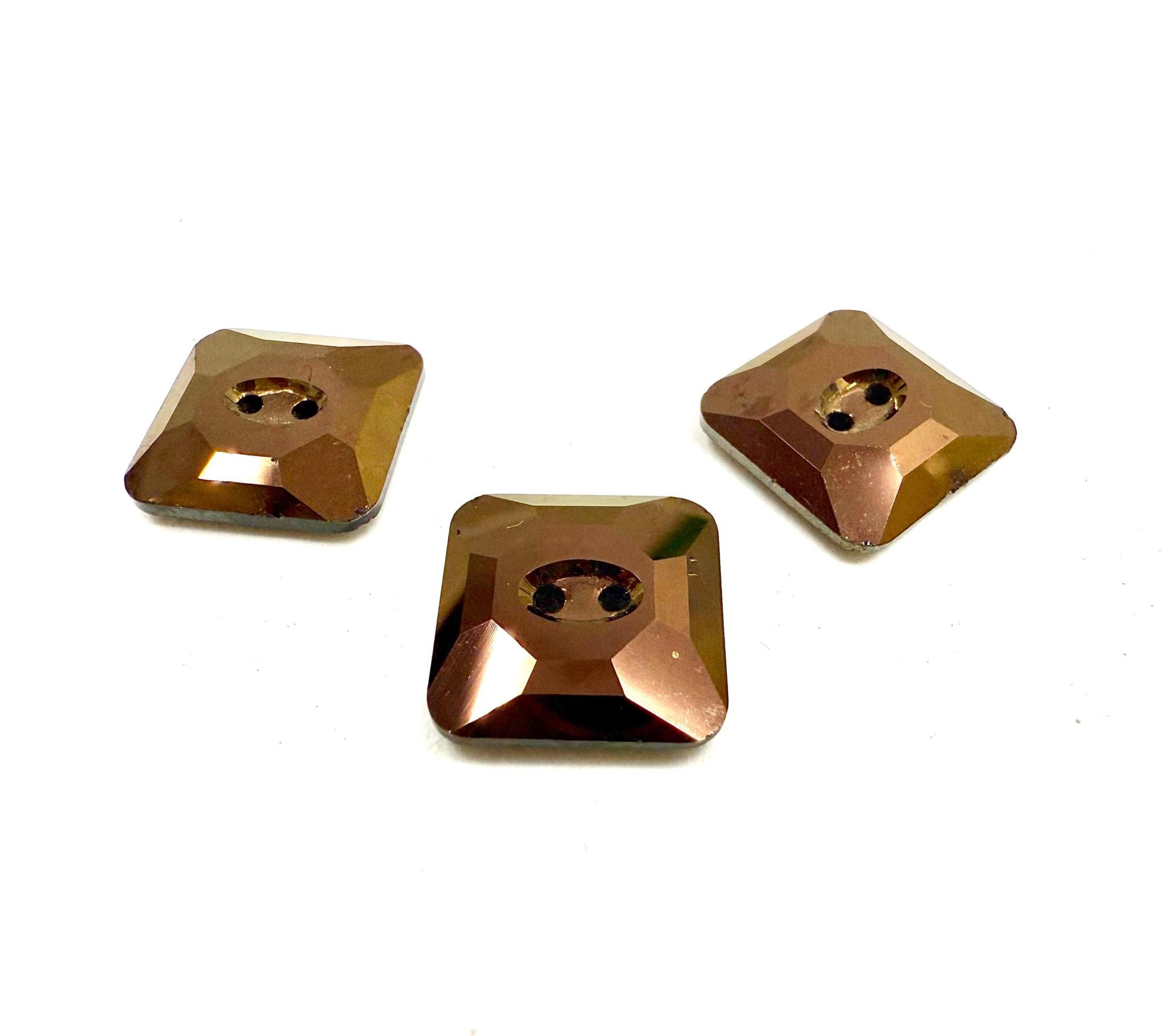 Jet Nut (3017) Swarovski Crystal Square Faceted Buttons for Sewing Projects - 12mm Vintage Crystal Button Beads and Jewelry Supplies