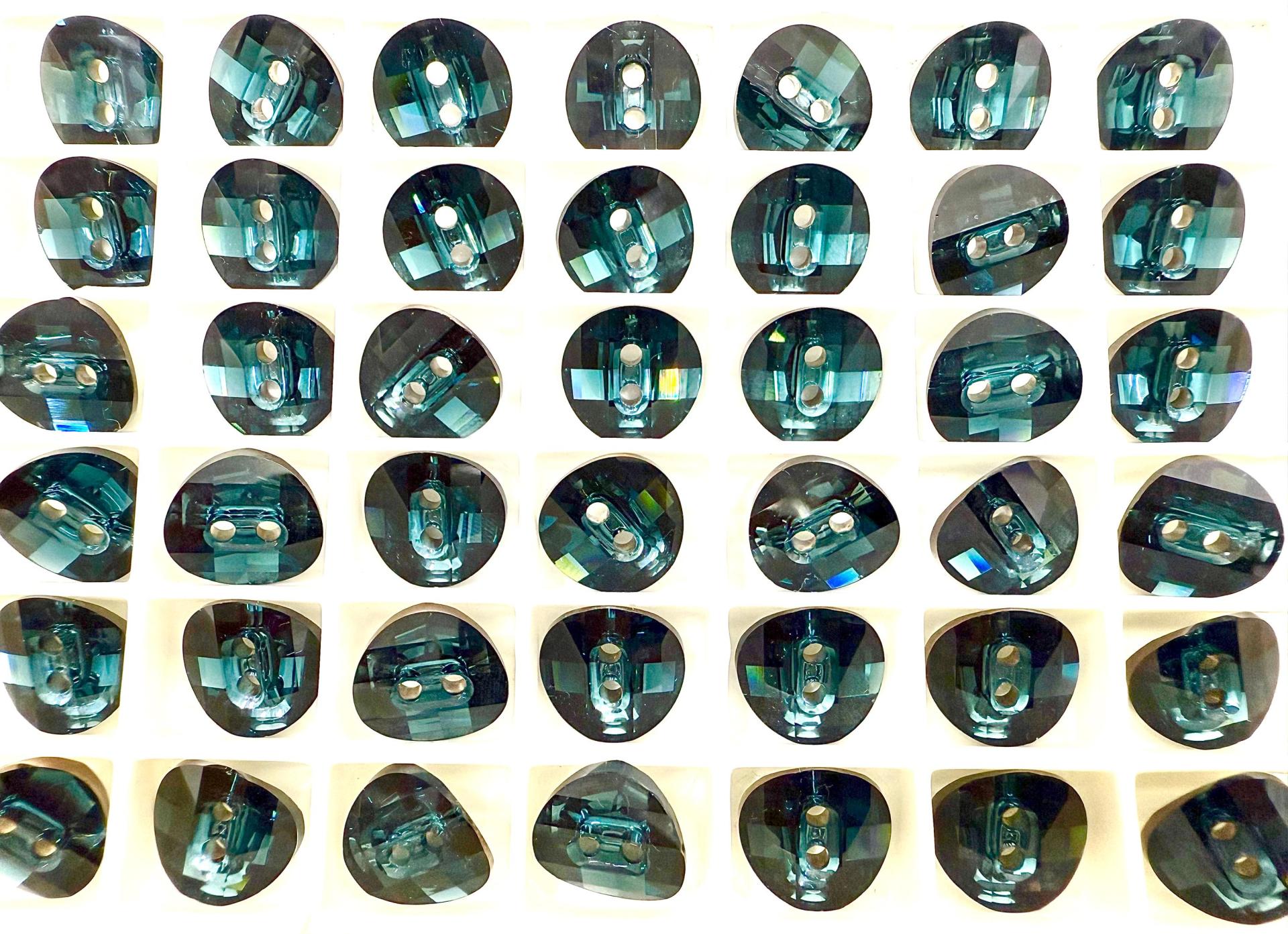 Swarovski 3016 Montana 12 mm Round Button Potato chip slightly twisted Cystal sewing