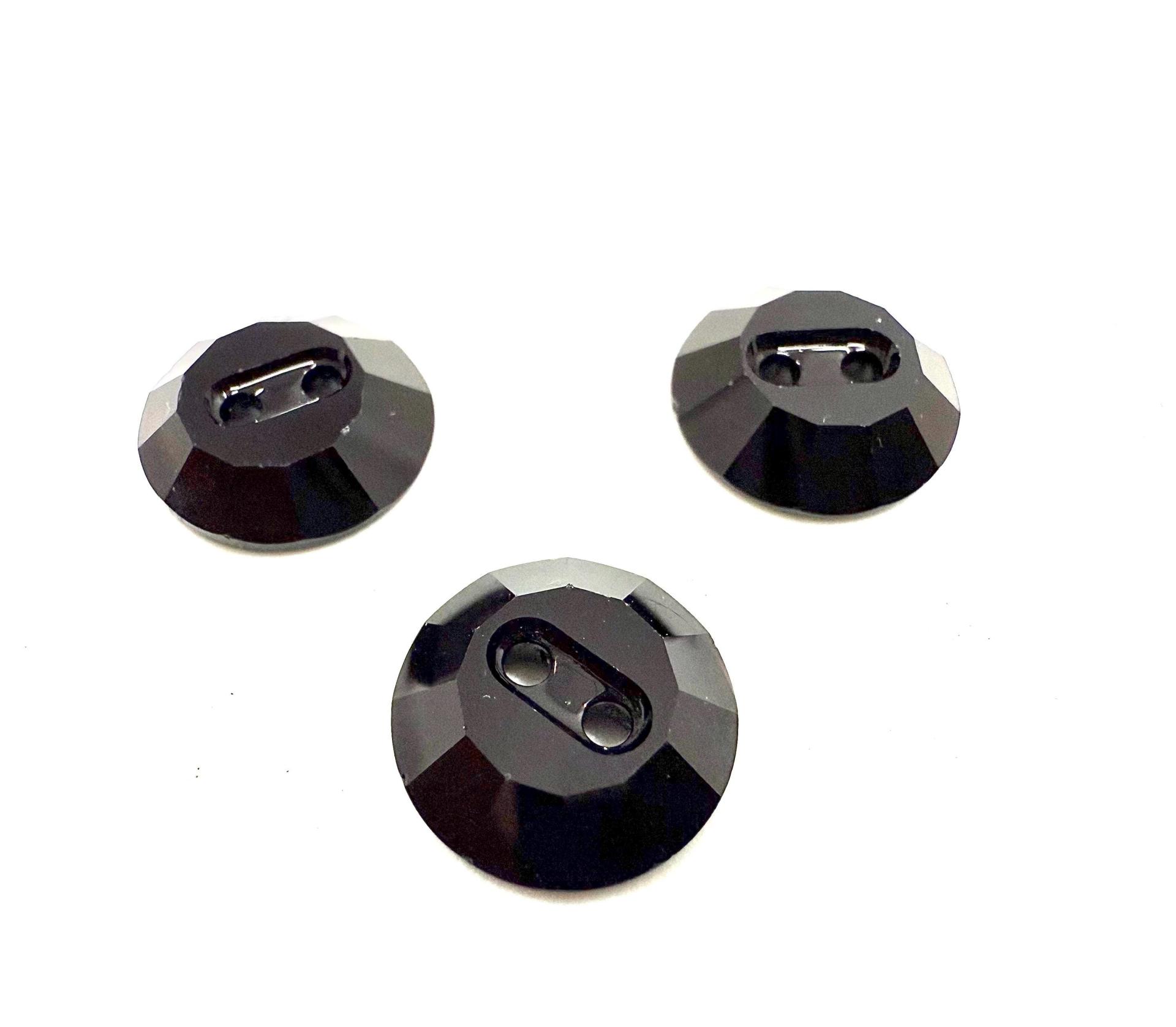 Jet (3002) Swarovski Crystal Square Faceted Buttons for Sewing Projects - 12mm Vintage Crystal Button Beads and Jewelry Supplies