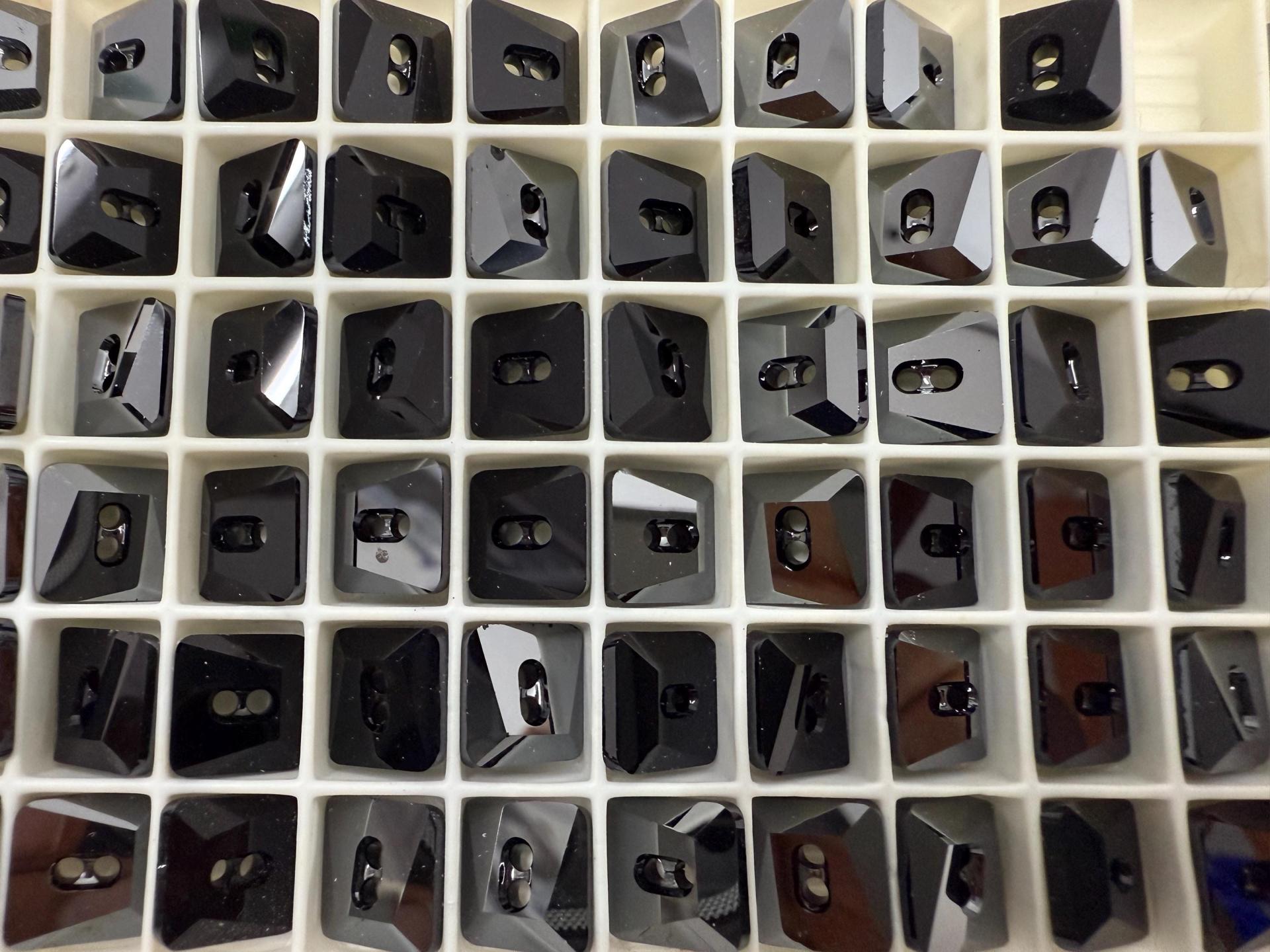 10mm Swarovski 3027 Square Jet Hematite Black Button Vintage crystals tailoring materials