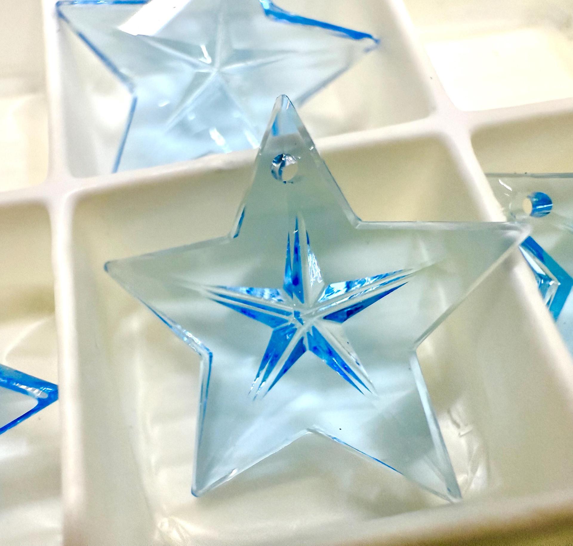 Swarovski Aquamarine 6716 Faceted Star Pendants 20mm Crystal drops vintage findings jewelry making wedding decorations chandelier parts