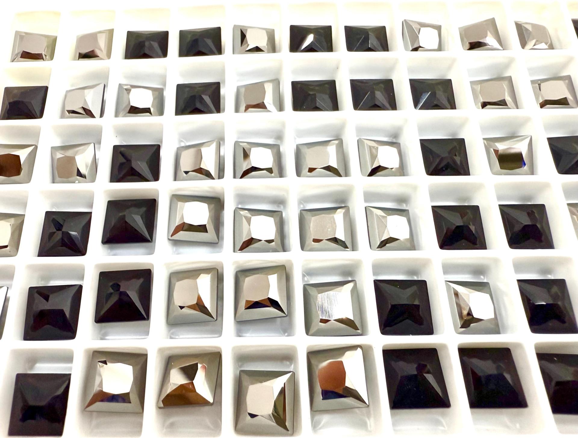 Vintage Swarovski 8mm Crystal Square Princess Cut in Jet Metallic Silver Unfoiled 4447 Premier Crystal Rhinestones 2/6/12/36 Pieces gemstone