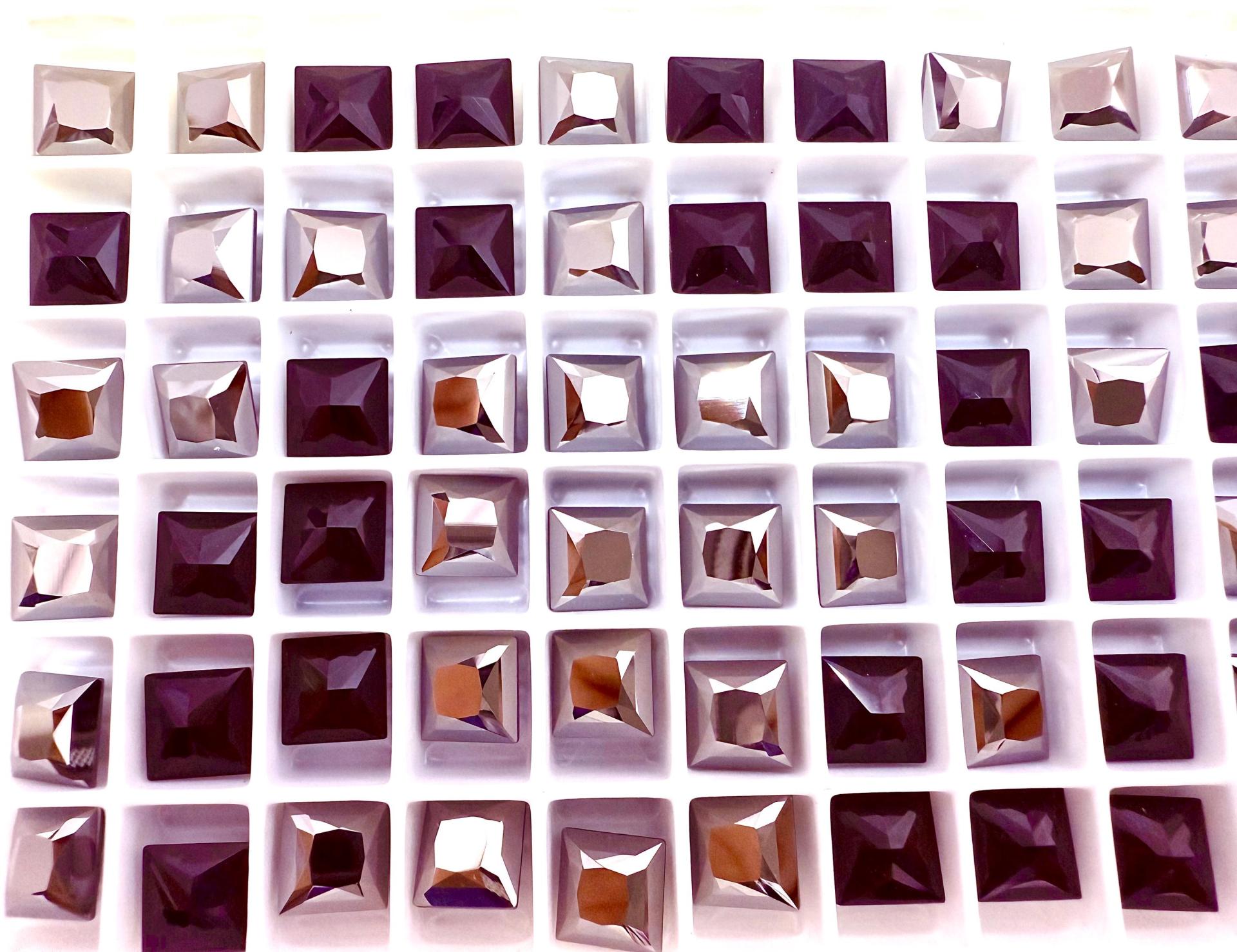 Vintage Swarovski 8mm Crystal Square Princess Cut in Jet Metallic Silver Unfoiled 4447 Premier Crystal Rhinestones 2/6/12/36 Pieces gemstone