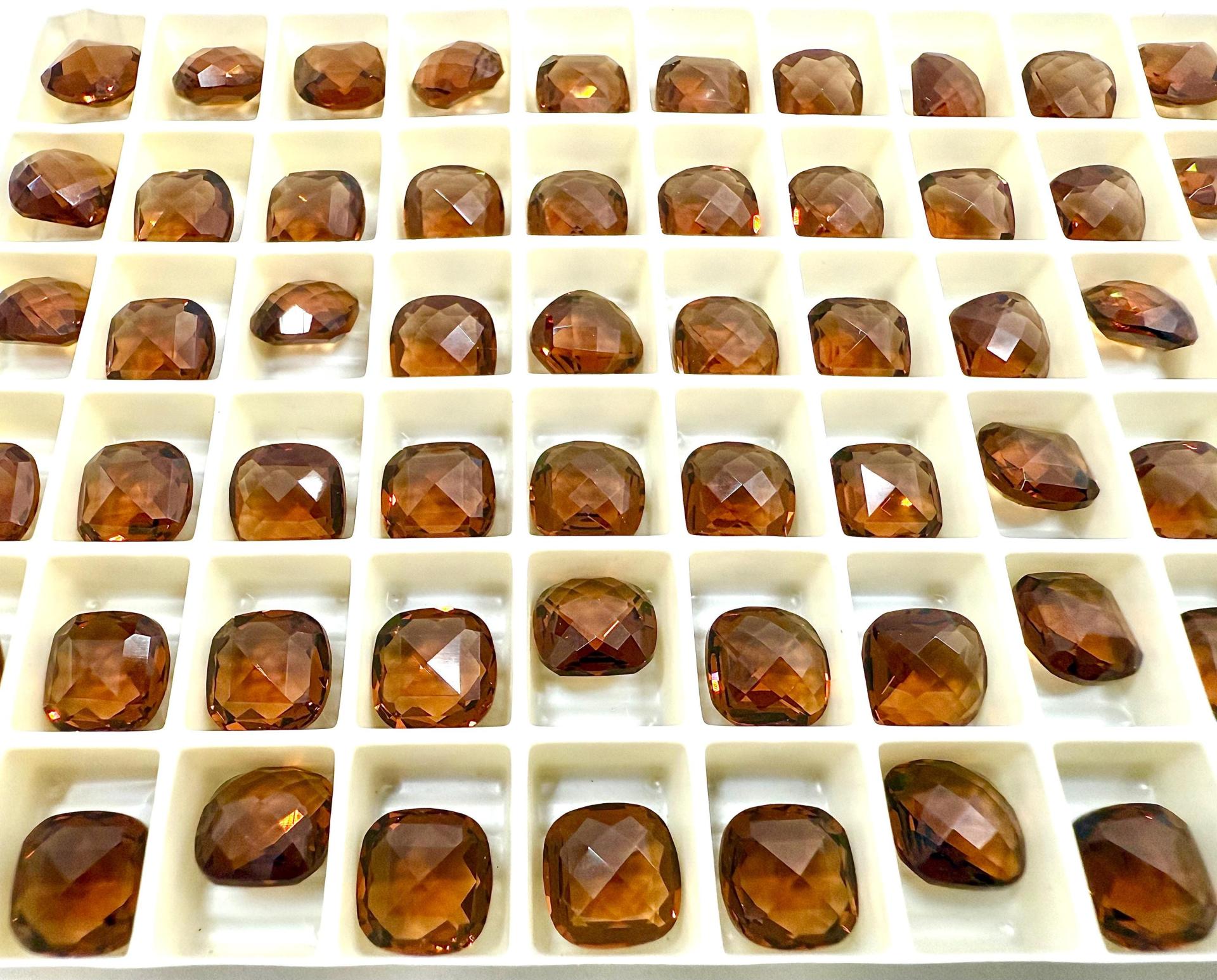Vintage Swarovski 8mm Cushion Cut in Smoked Topaz Unfoiled 4461 Premier Crystal (2 Pieces) fancy stones jewelry making craft supply