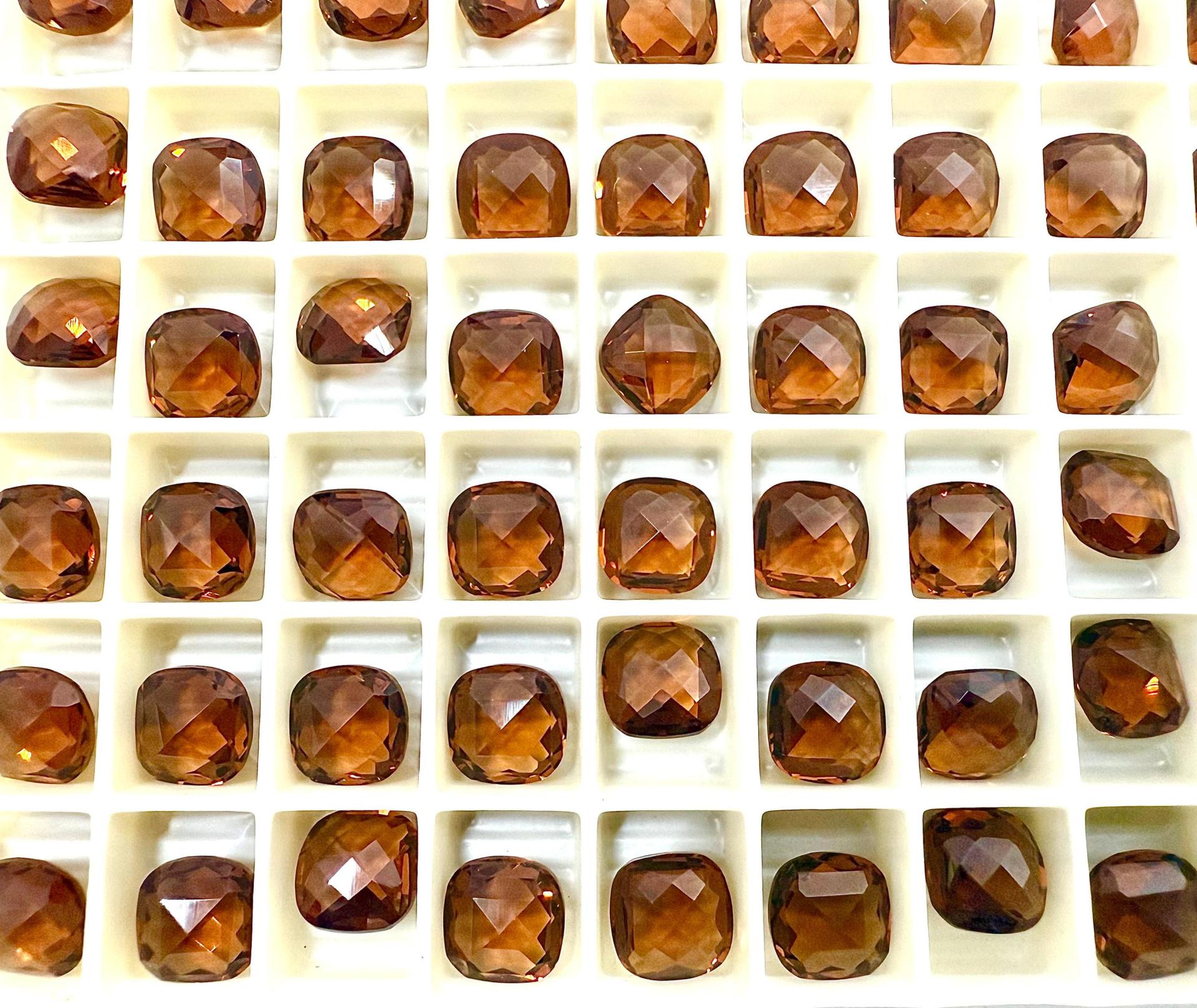 Vintage Swarovski 8mm Cushion Cut in Smoked Topaz Unfoiled 4461 Premier Crystal (2 Pieces) fancy stones jewelry making craft supply