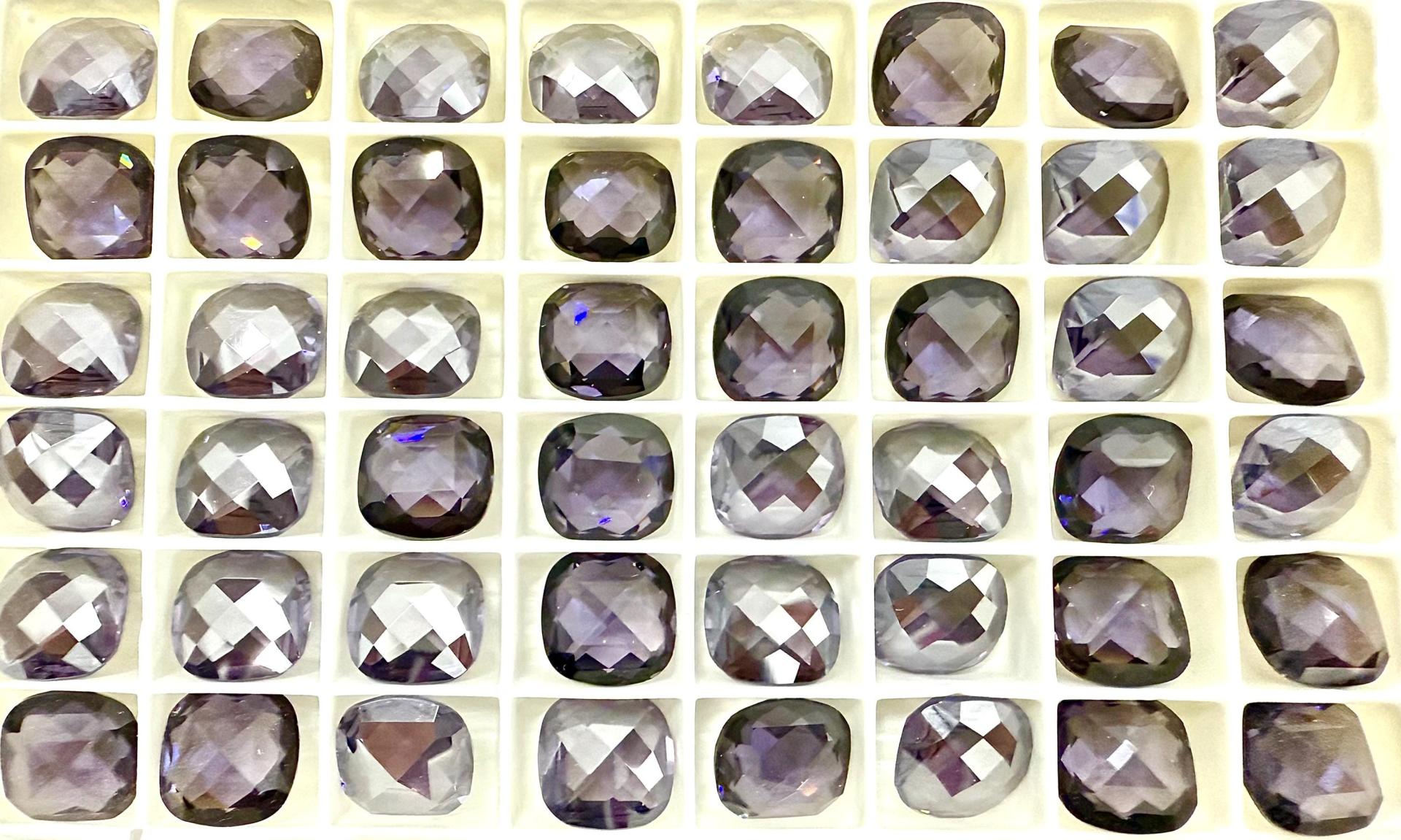 Vintage Swarovski 12mm Cushion Cut in Crystal Tanzanite Satin Unfoiled 4461 Premier Crystal fancy stones jewelry making craft supply