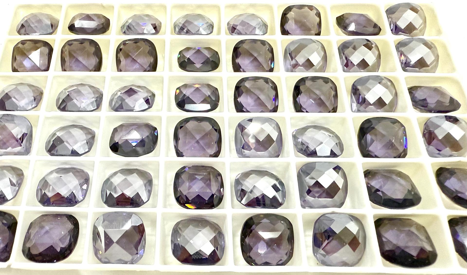 Vintage Swarovski 12mm Cushion Cut in Crystal Tanzanite Satin Unfoiled 4461 Premier Crystal fancy stones jewelry making craft supply