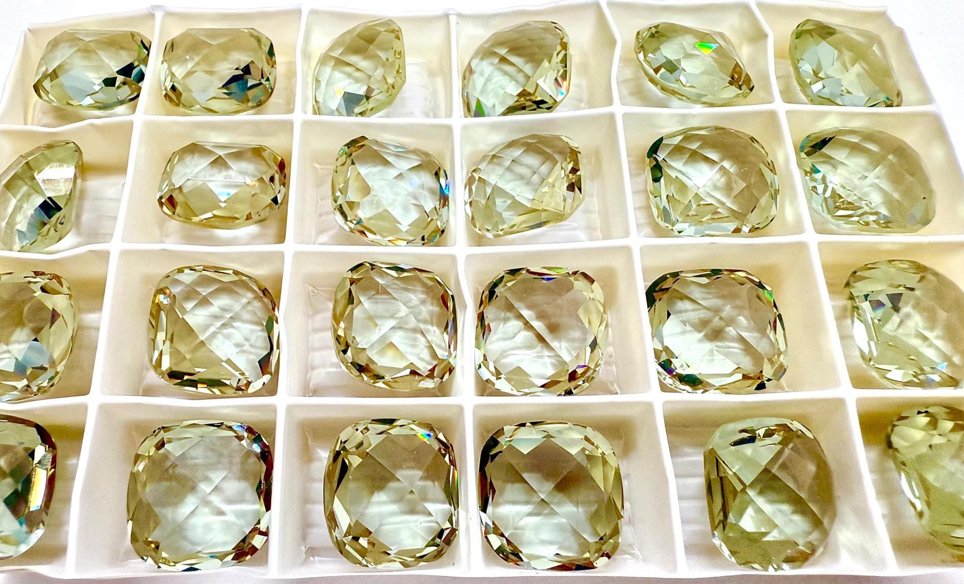 Vintage Swarovski 16mm Cushion Cut in Cantaloupe 4461 Premier Crystal 2 Pieces fancy stones jewelry making craft supply