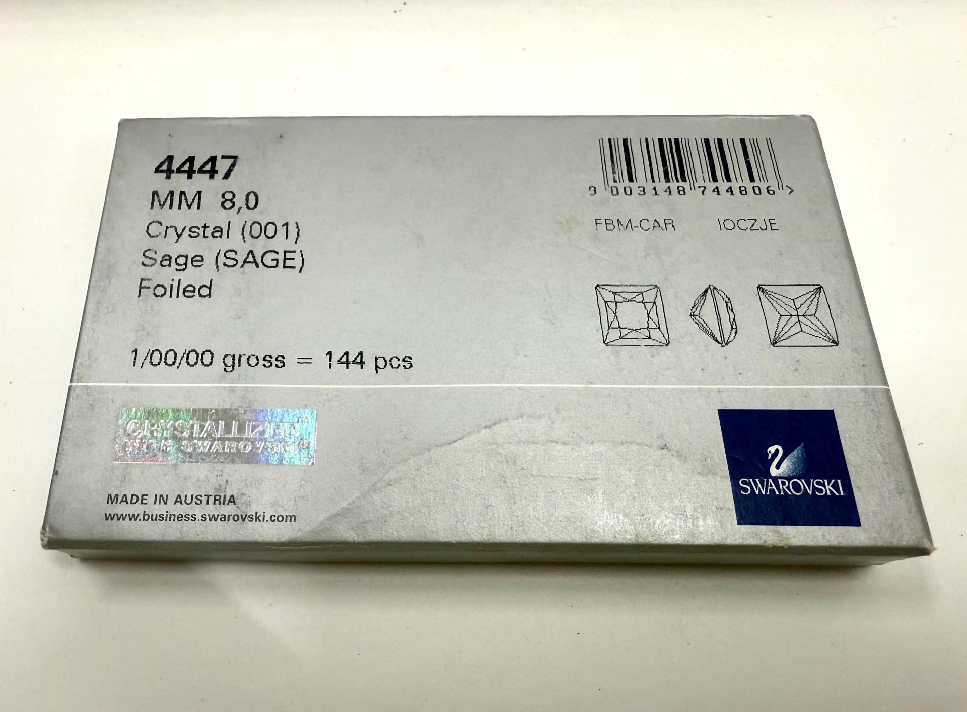 Vintage Swarovski 8mm Crystal Square Princess Cut in Jet Metallic Silver Unfoiled 4447 Premier Crystal Rhinestones 2/6/12/36 Pieces gemstone
