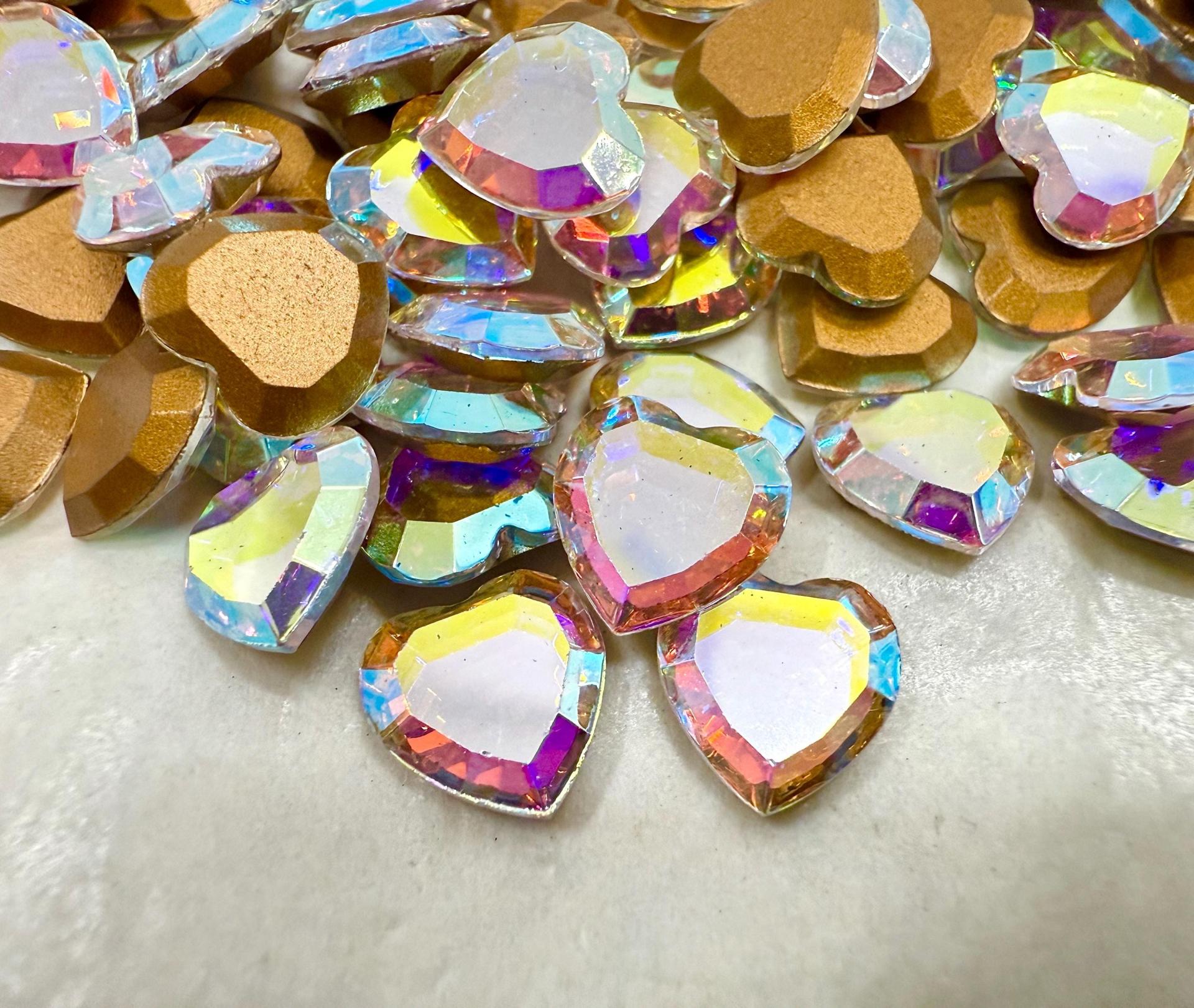 Swarovski #4816/2 Heart Flatback 10mm Crystal Aurore Boreale 6 Pieces fancy stones jewelry making