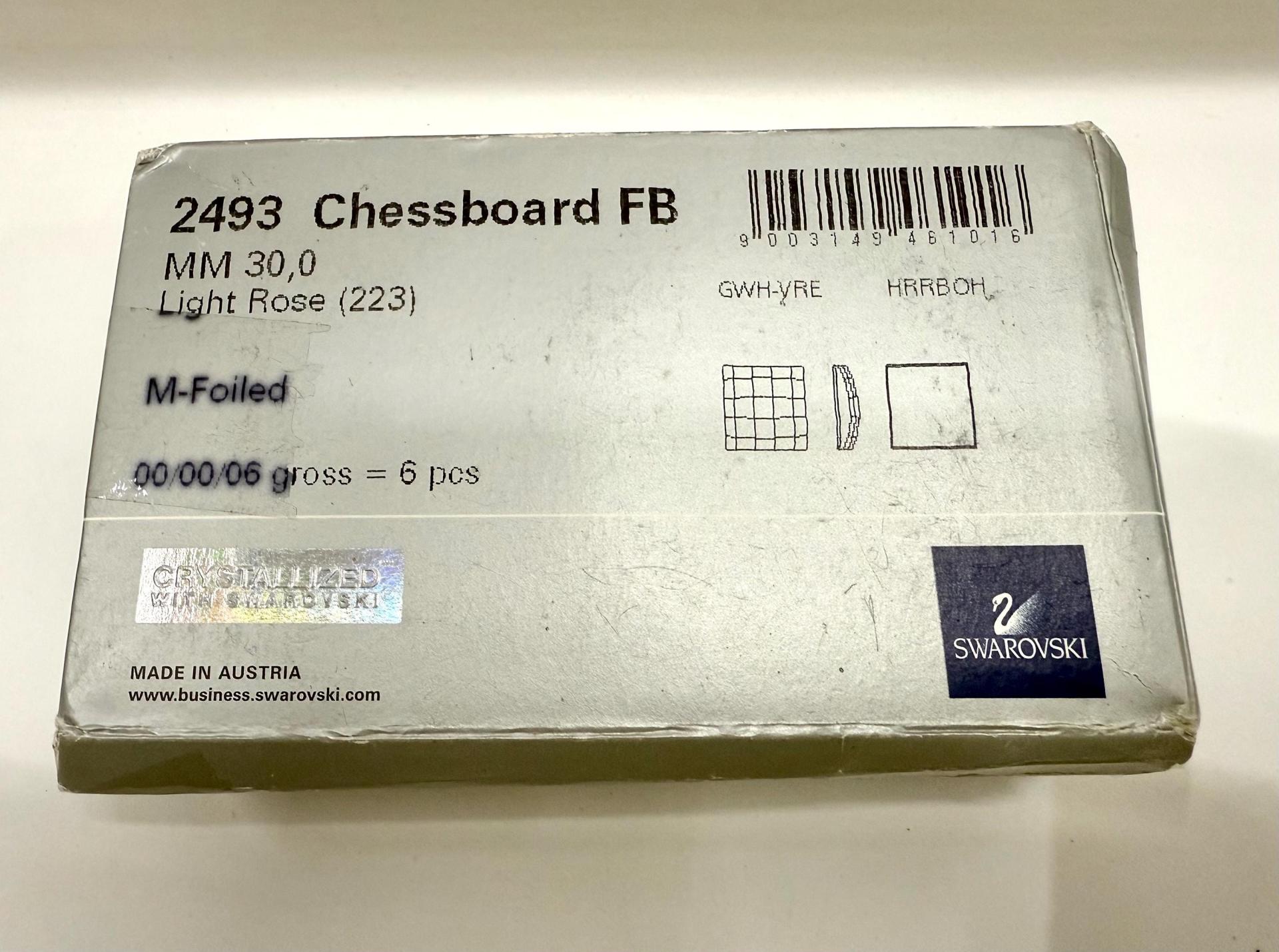 Swarovski 30 mm Chessboard Light Rose Crystal No Hot-Fix Flatback chunky Rhinestone