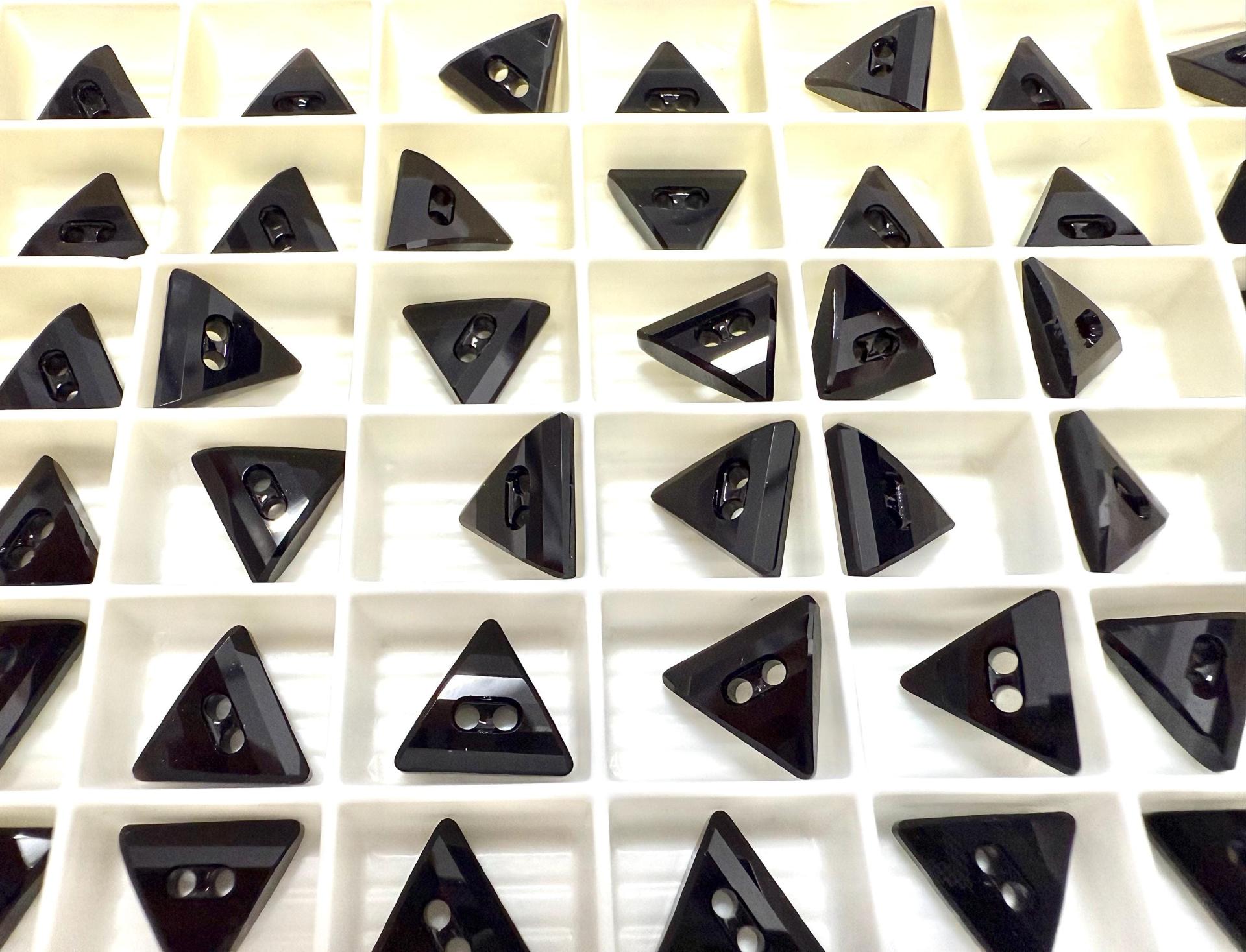 10mm Swarovski 3038 Triangle Jet Black Button Vintage crystals