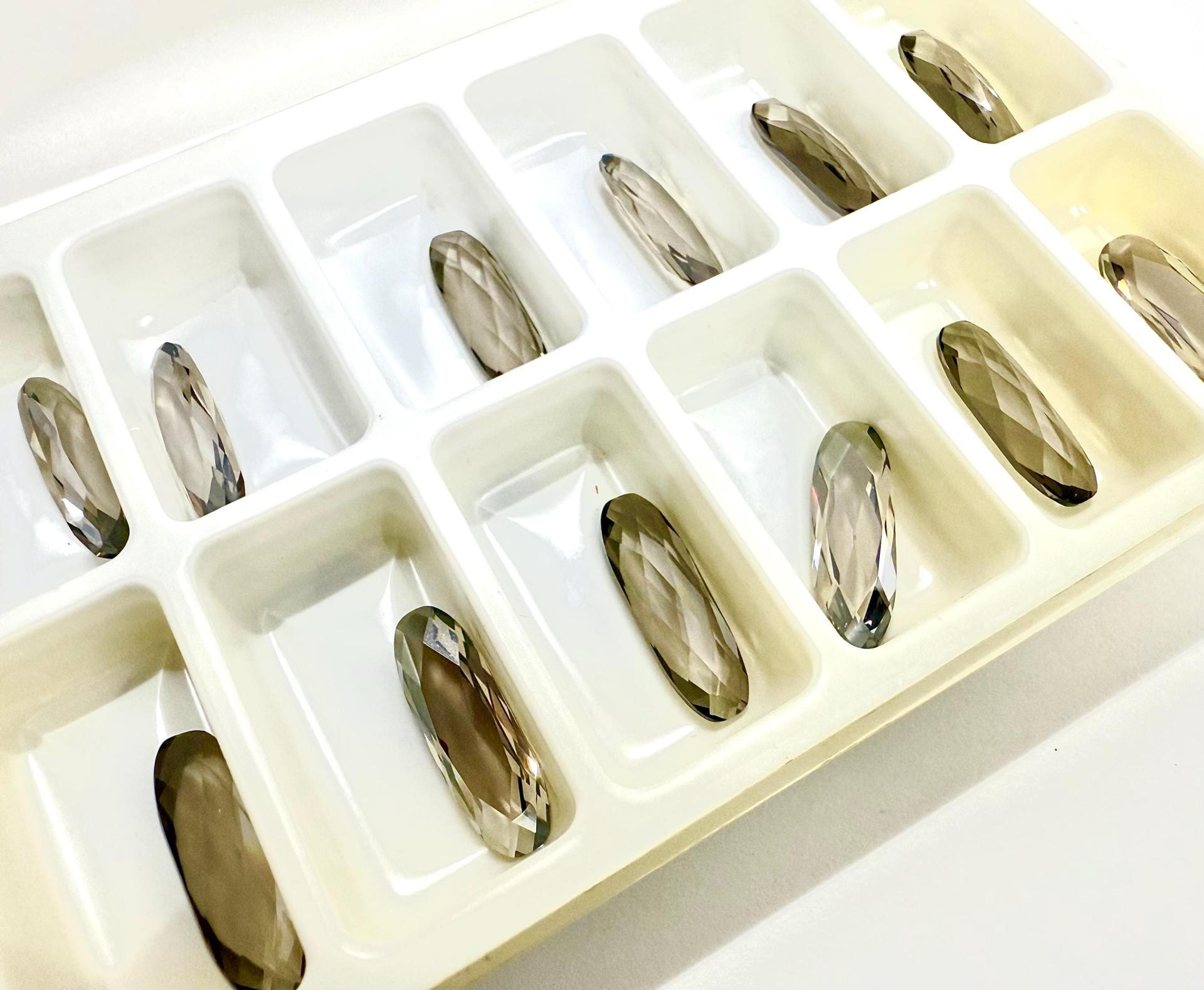 Vintage Swarovski 4161 Long Classical Oval 21x7mm Crystal Satin unfoiled (2 Pieces) gemstones, jewlery making, color zirconium