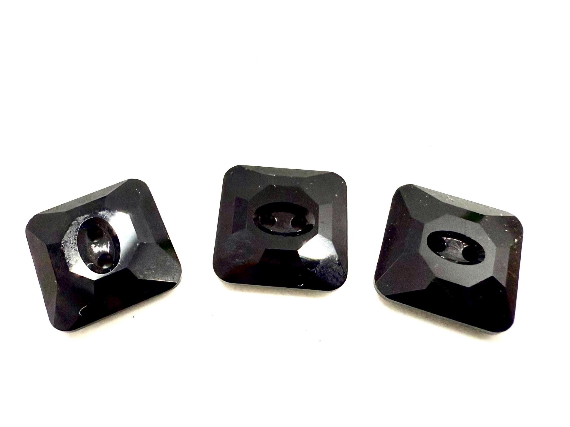 Jet (3017) Swarovski Crystal Square Faceted Buttons for Sewing Projects - 12mm Vintage Crystal Button Beads and Jewelry Supplies