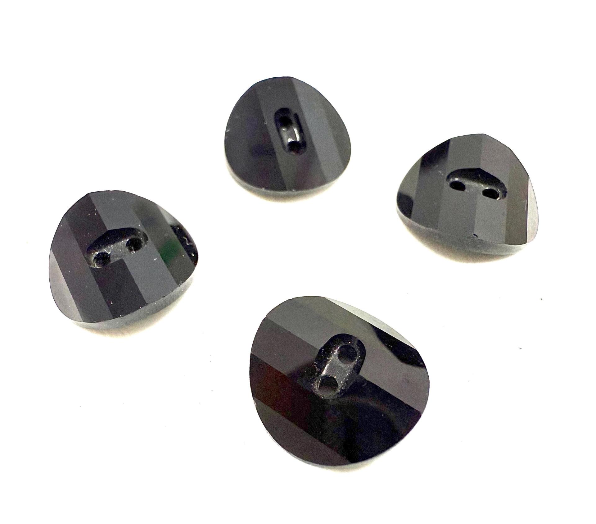 Swarovski 3016 Jet 12 mm Round Button Potato chip slightly twisted Cystal sewing