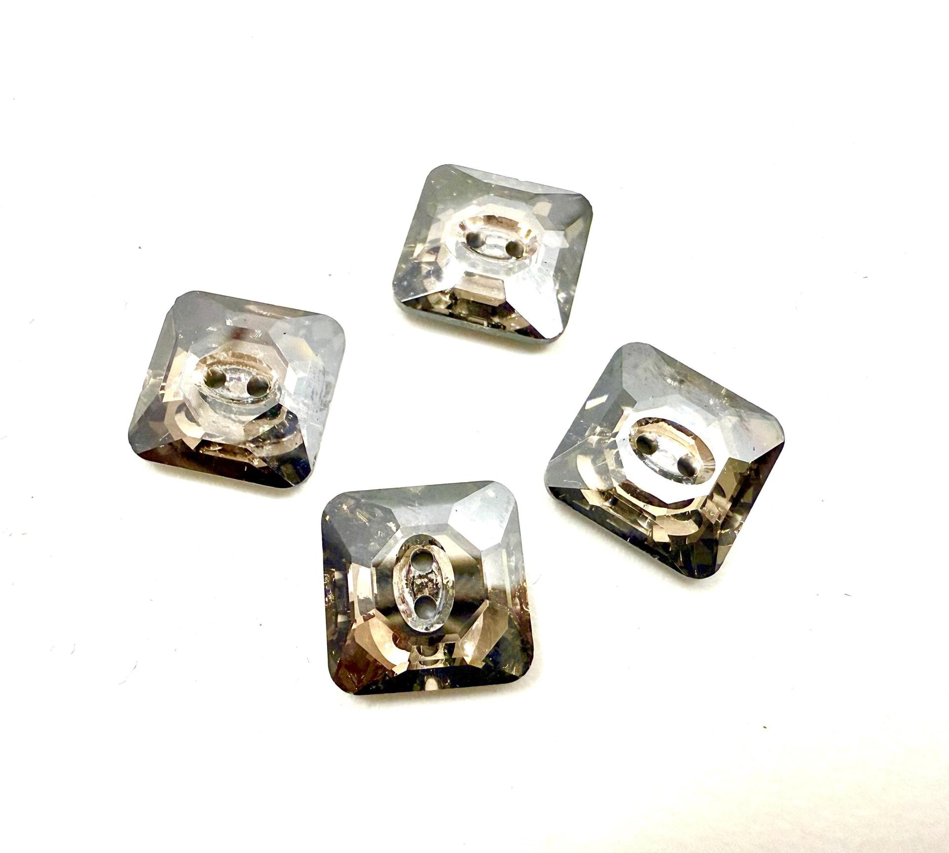 Crystal Satin (3017) Swarovski Crystal Square Faceted Buttons for Sewing Projects - 12mm Vintage Crystal Button Beads and Jewelry Supplies