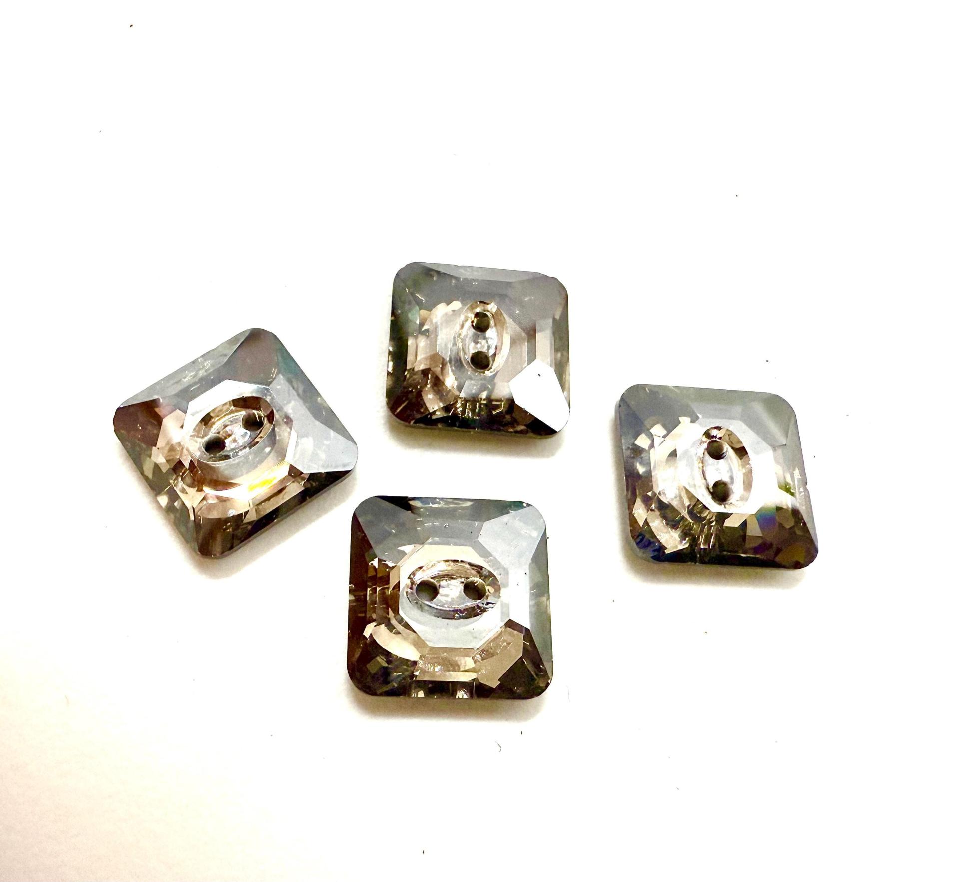 Crystal Satin (3017) Swarovski Crystal Square Faceted Buttons for Sewing Projects - 12mm Vintage Crystal Button Beads and Jewelry Supplies