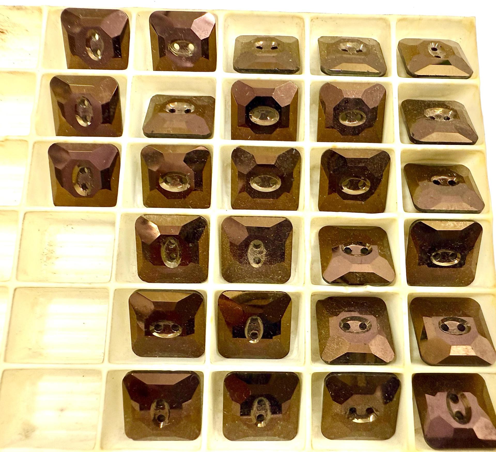 Jet Nut (3017) Swarovski Crystal Square Faceted Buttons for Sewing Projects - 12mm Vintage Crystal Button Beads and Jewelry Supplies