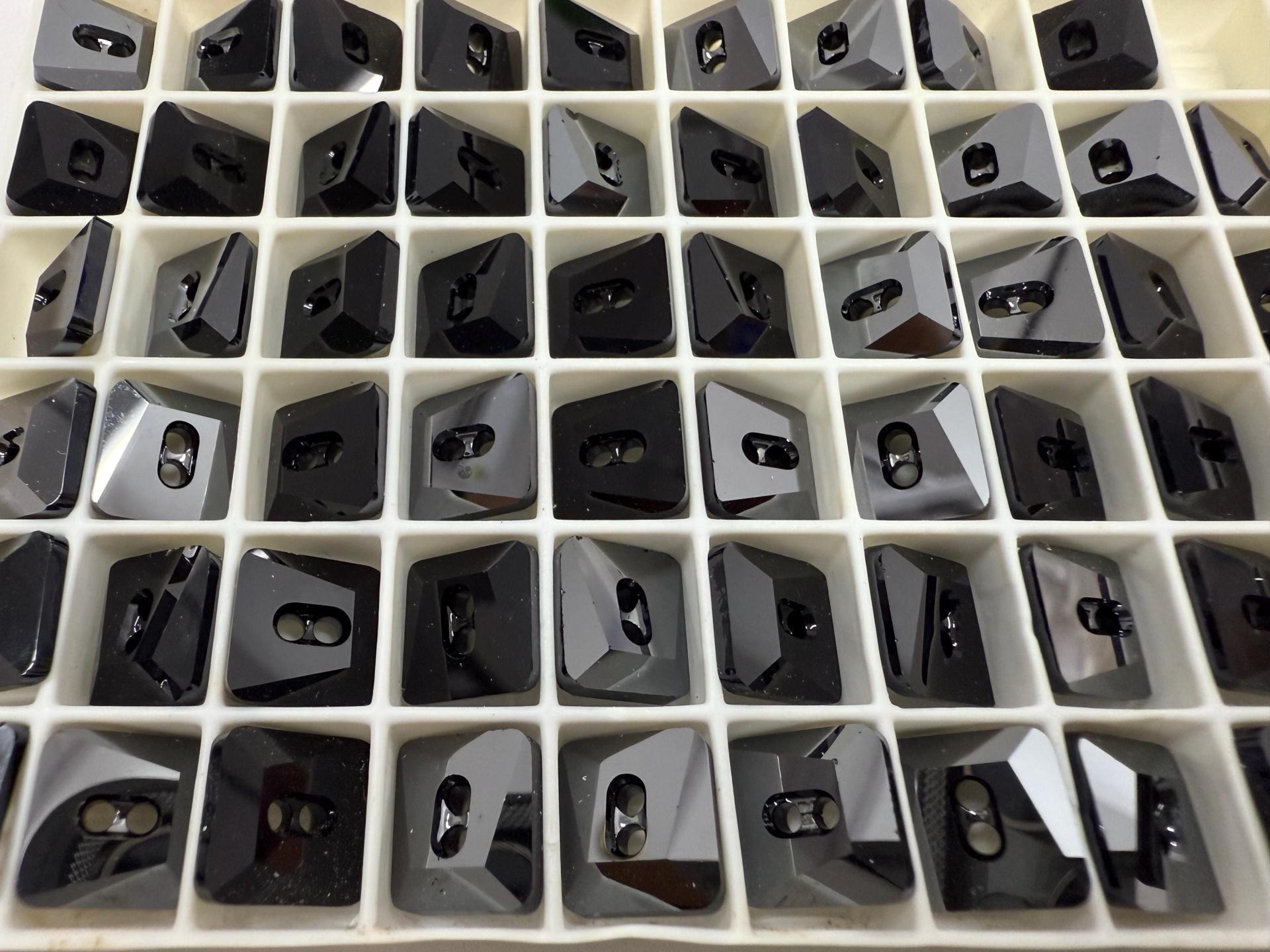 10mm Swarovski 3027 Square Jet Hematite Black Button Vintage crystals tailoring materials
