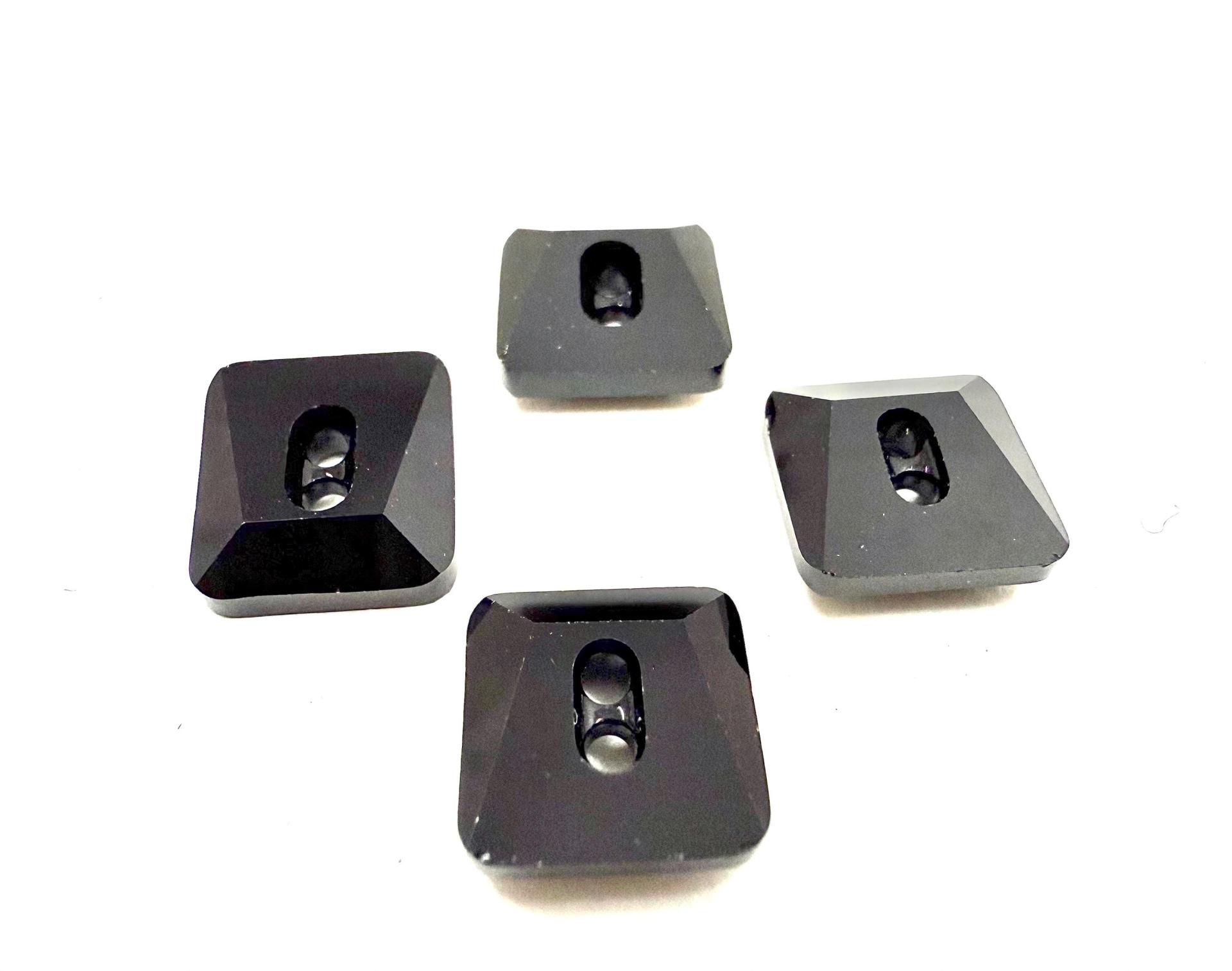 10mm Swarovski 3027 Square Jet Black Button Vintage crystals tailoring materials