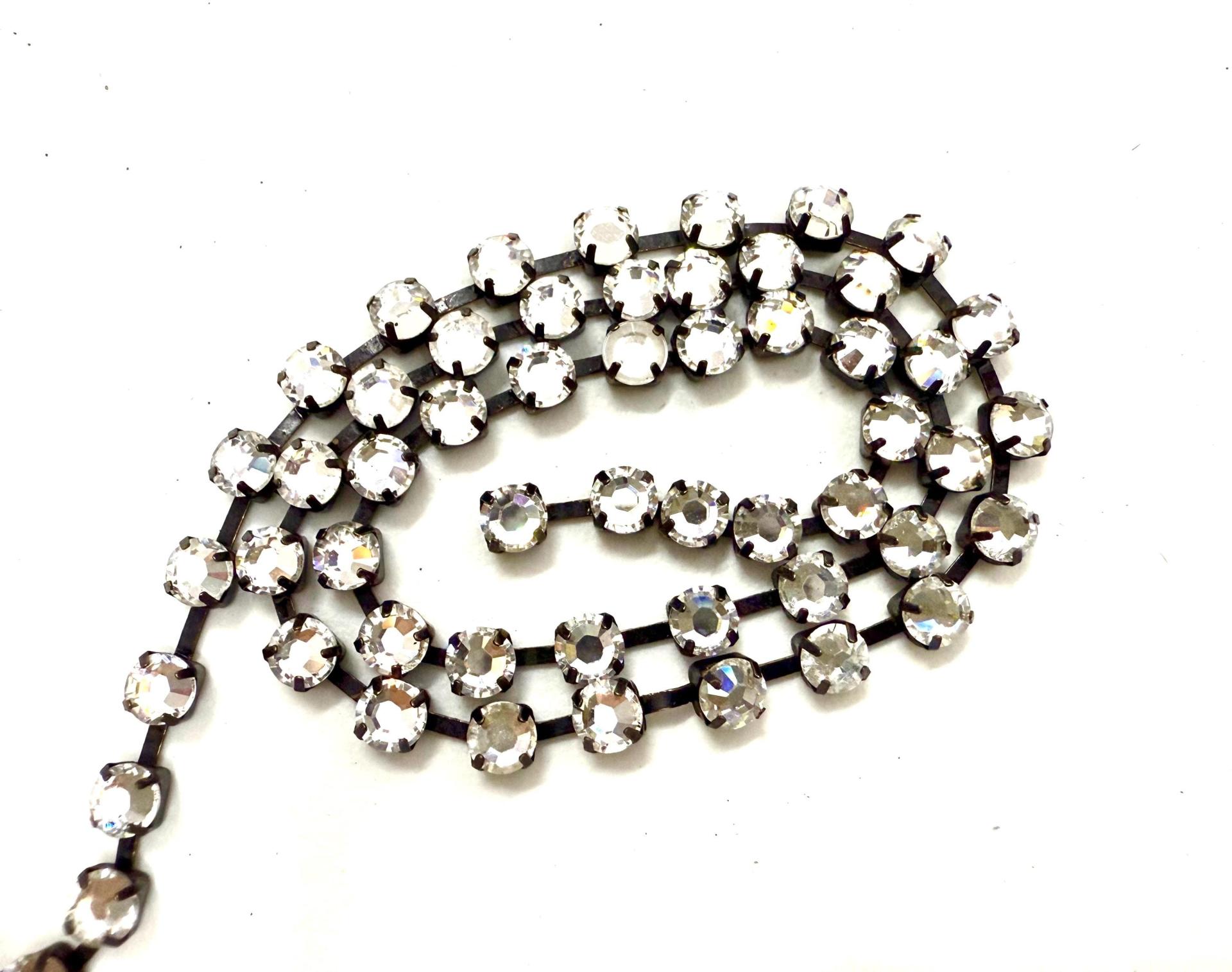 16ss Swarovski 2088 Chain in Flat Back CRYSTAL 4mm Vintage Black Settings Bridal Supplies Jewelry Making