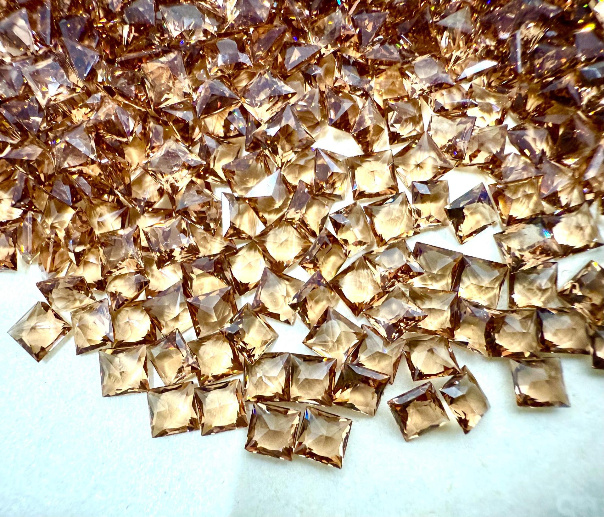 Vintage Swarovski 4 mm Light Smoked Topaz Unfoiled Square Princess Cut Unfoiled 4447 Premier Crystal Rhinestones gemstones