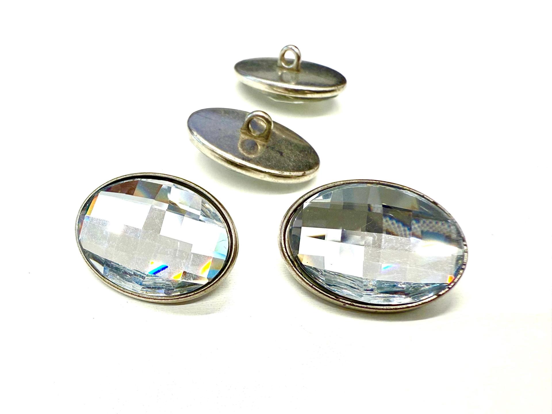 Swarovski Chessboard Rhinestone Button with metal shank 3817 Swarovski Crystal vintage articles