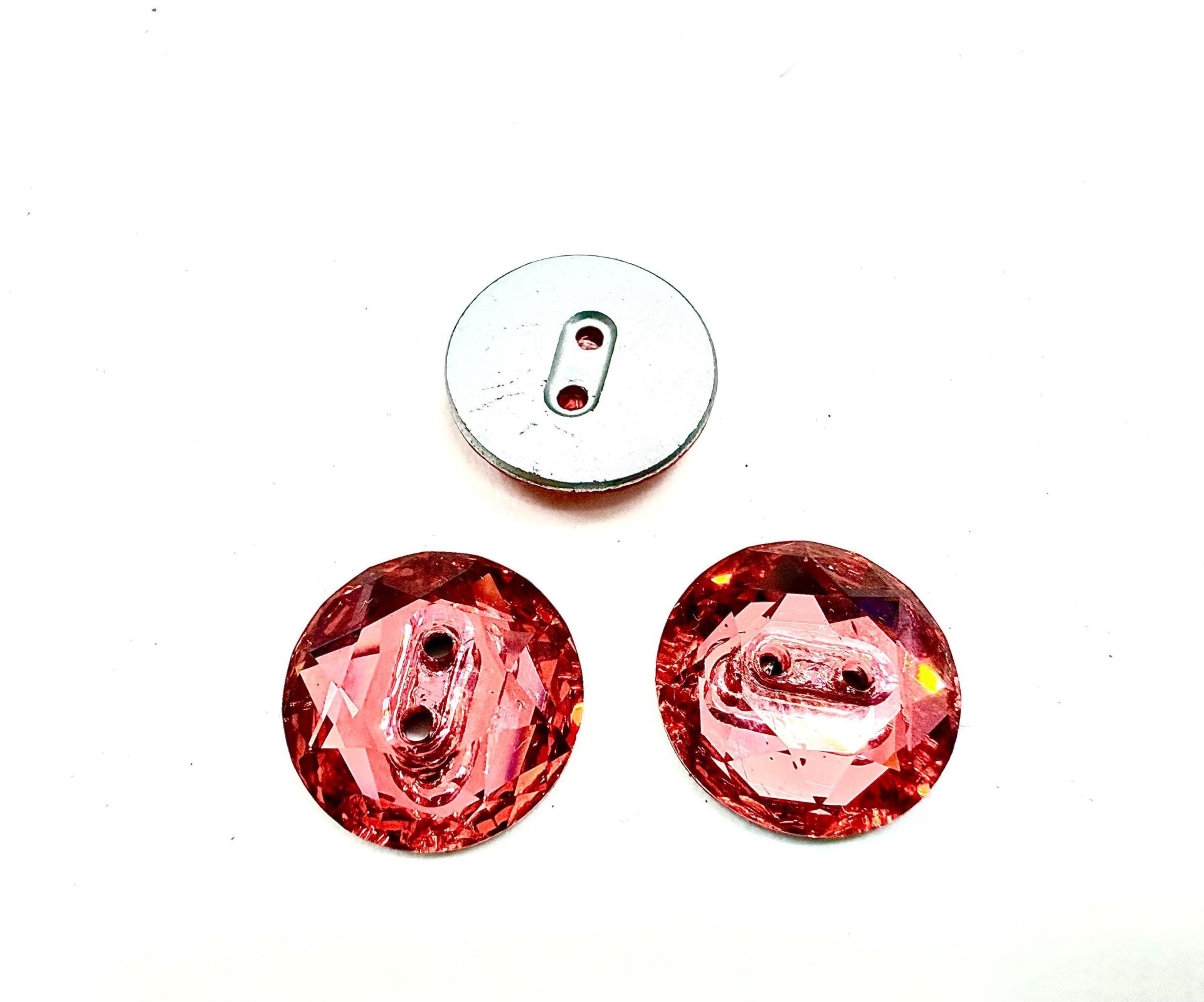 Padparadscha Swarovski Crystal Round Faceted Buttons for Sewing Projects - 14mm 3014 Vintage Crystal Button Beads and Jewelry Supplies