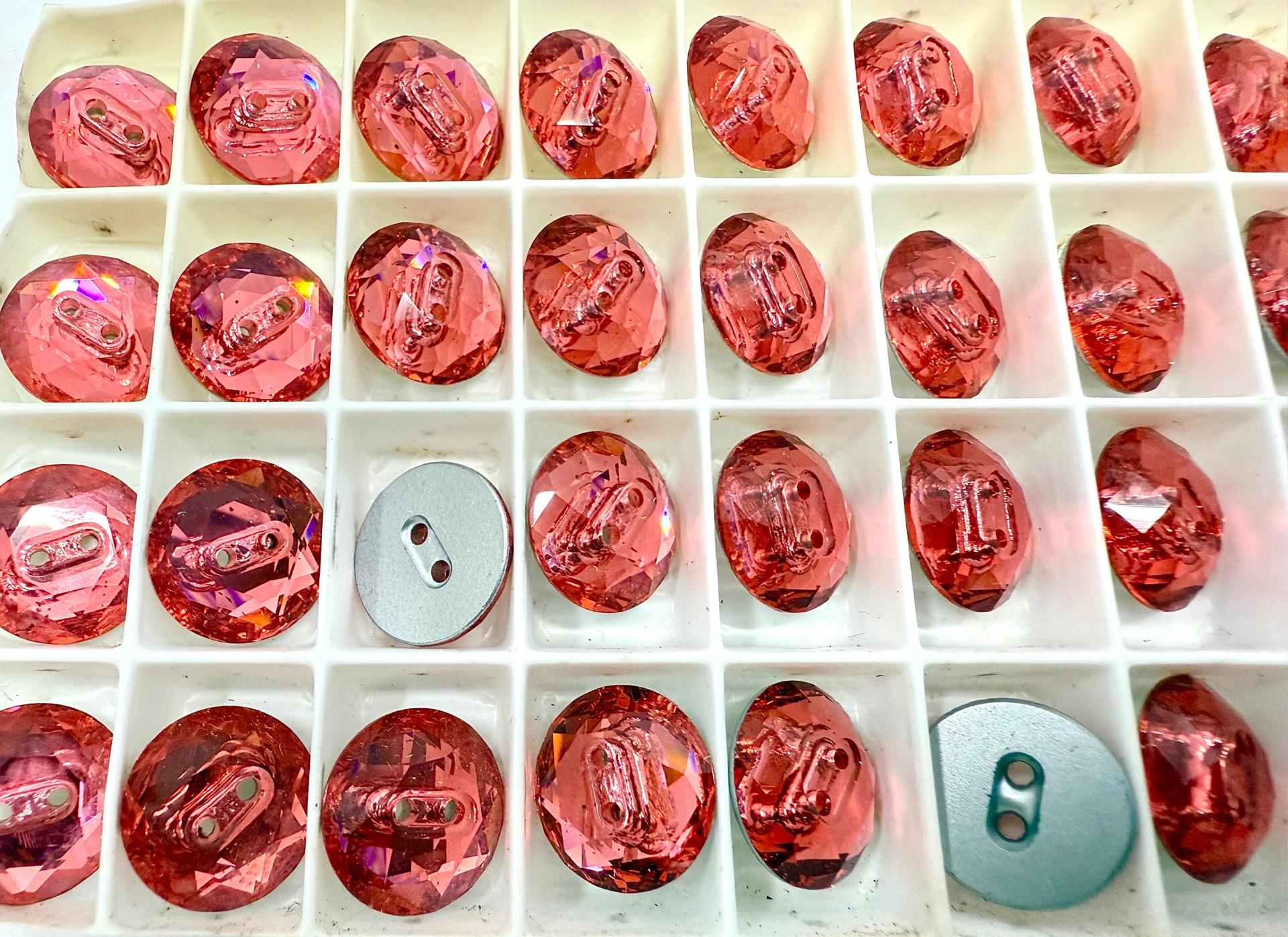 Padparadscha Swarovski Crystal Round Faceted Buttons for Sewing Projects - 14mm 3014 Vintage Crystal Button Beads and Jewelry Supplies