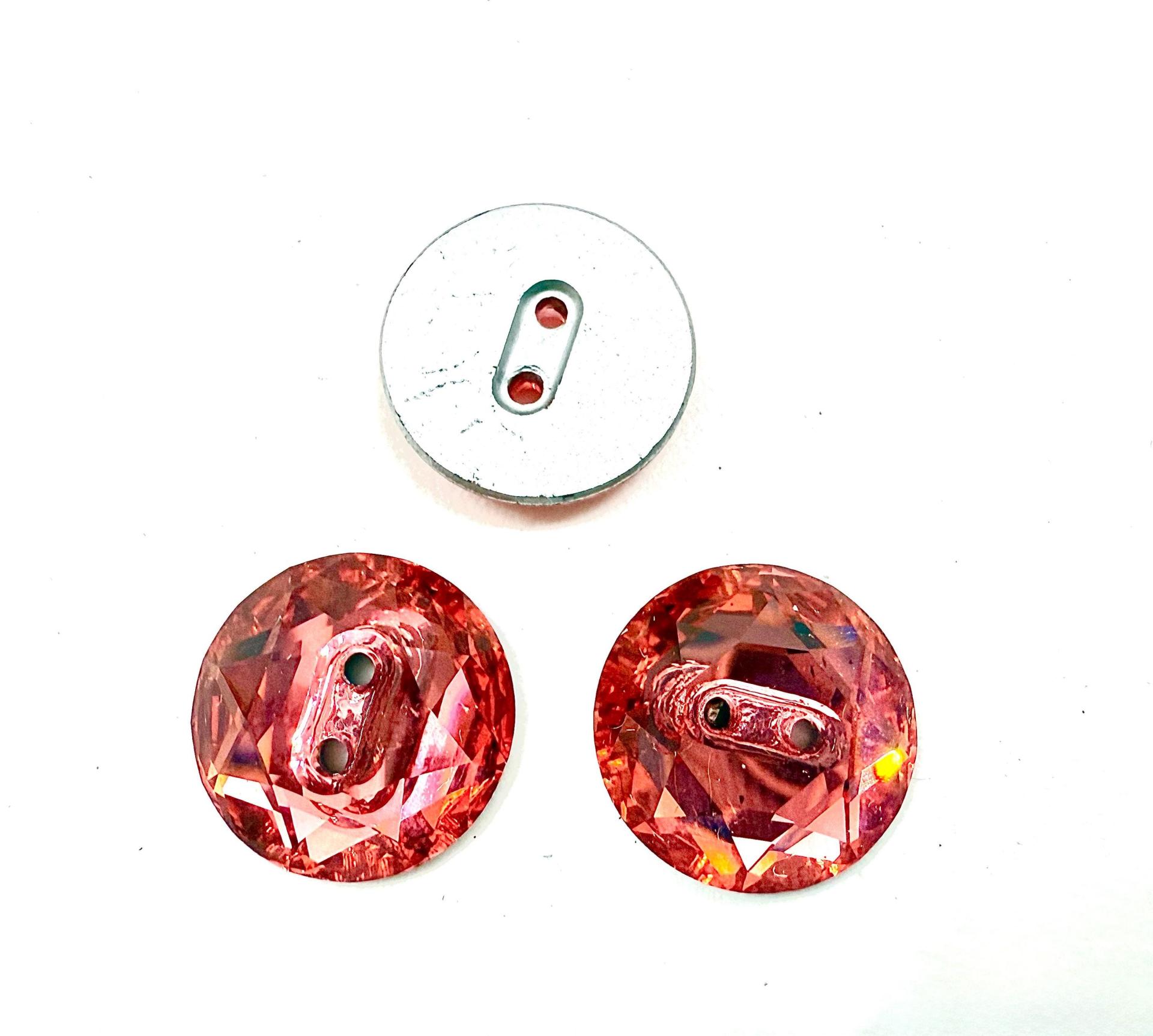 Padparadscha Swarovski Crystal Round Faceted Buttons for Sewing Projects - 14mm 3014 Vintage Crystal Button Beads and Jewelry Supplies
