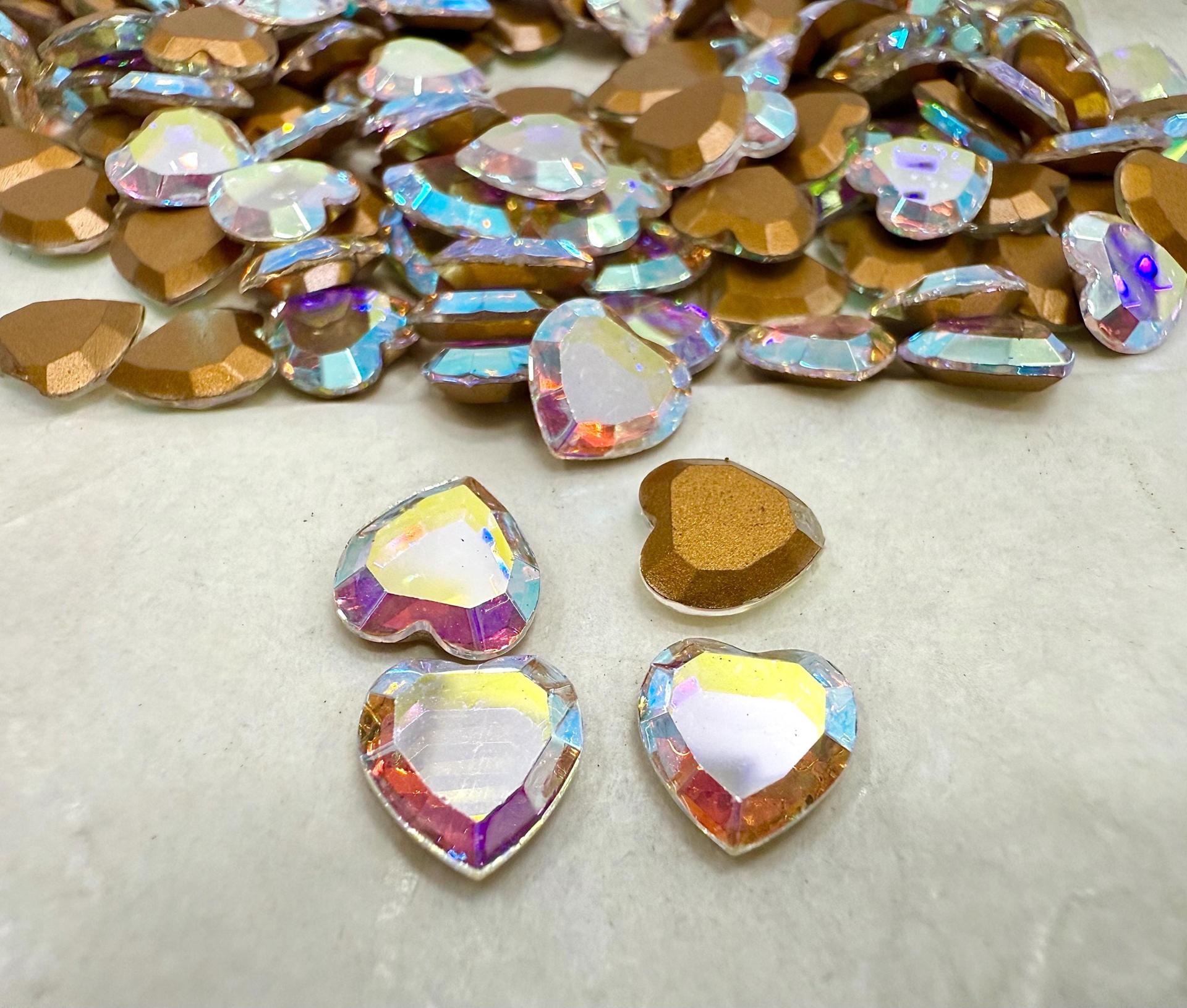 Swarovski #4816/2 Heart Flatback 10mm Crystal Aurore Boreale 6 Pieces fancy stones jewelry making