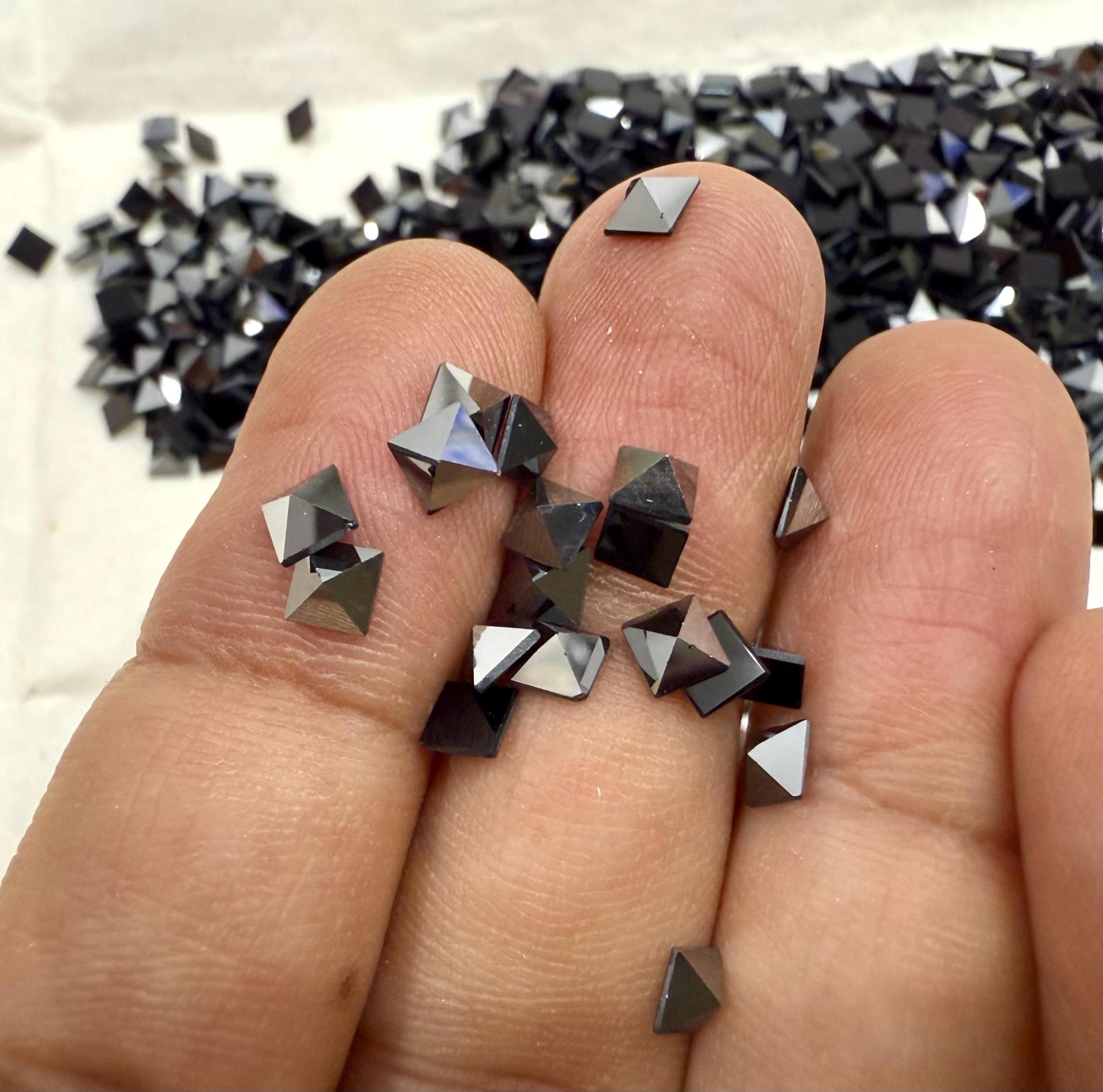 Swarovski 2415 4mm Marcasite Flatback Jet Metallic Silver Nail art decoration, craft supplies, wedding