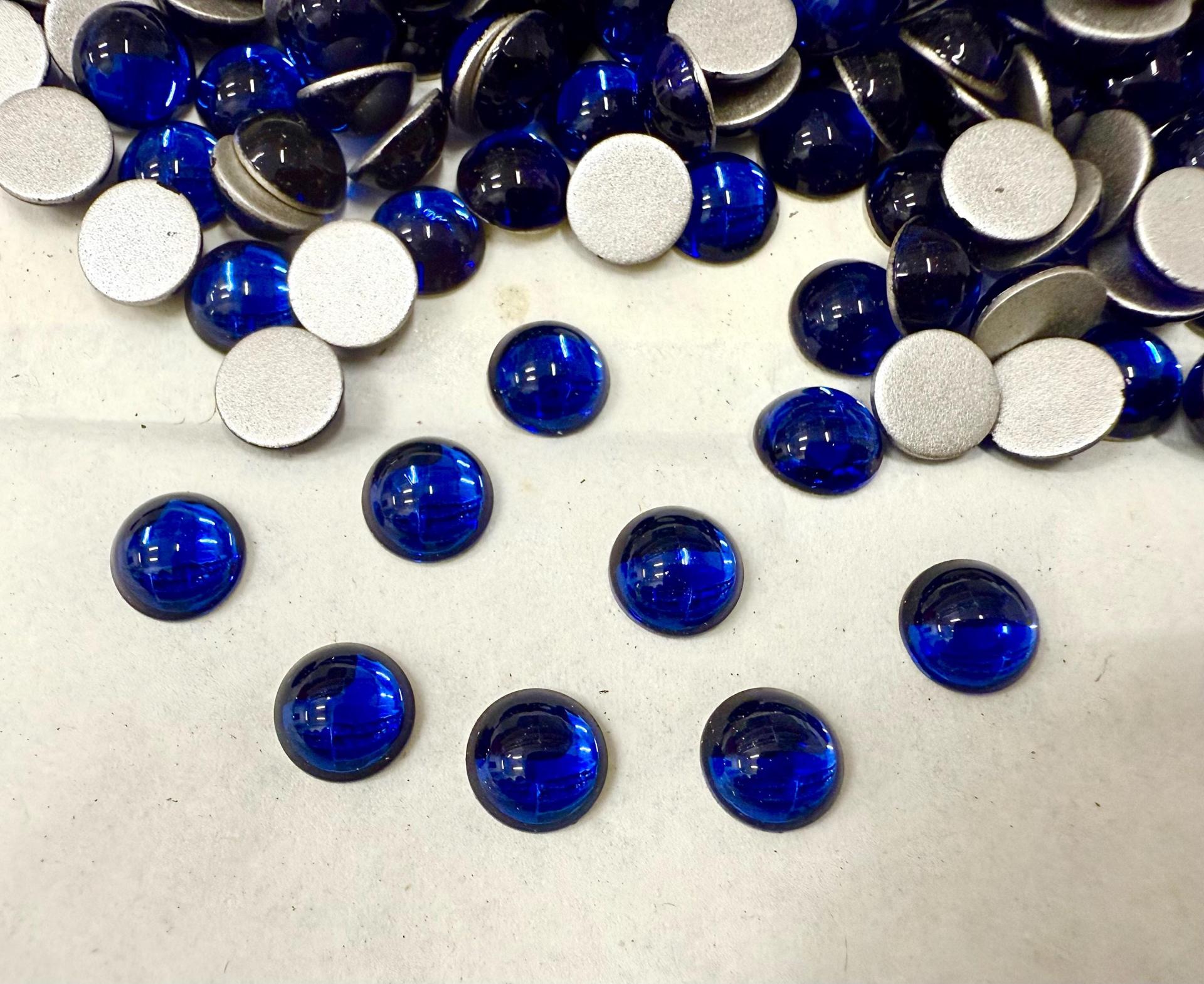 7mm Swarovski Round Cabochon Cabs Dark Sapphire foiled Article # 2090/4 Vintage Flat Back