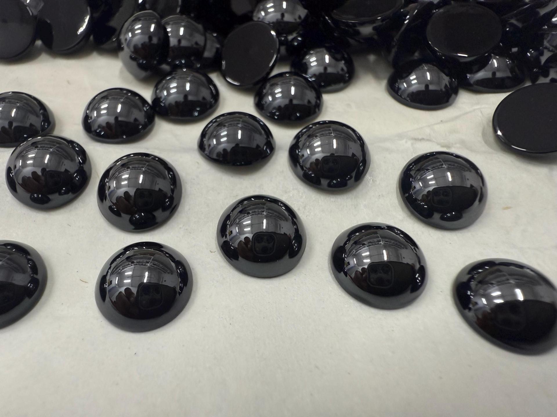 8 mm Swarovski Round Cabochon Cabs Jet Hematite unfoiled Article # 2090/4 Vintage Flat Back