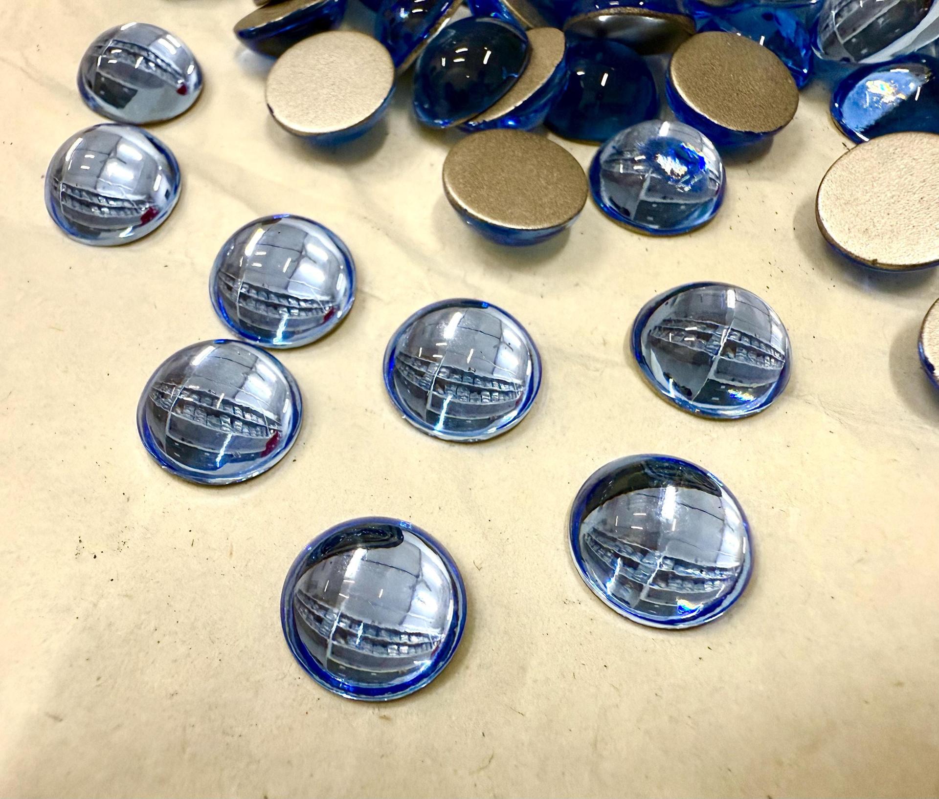 12 mm Swarovski Round Cabochon Cabs Light Sapphire foiled Article # 2090/4 Vintage Flat Back