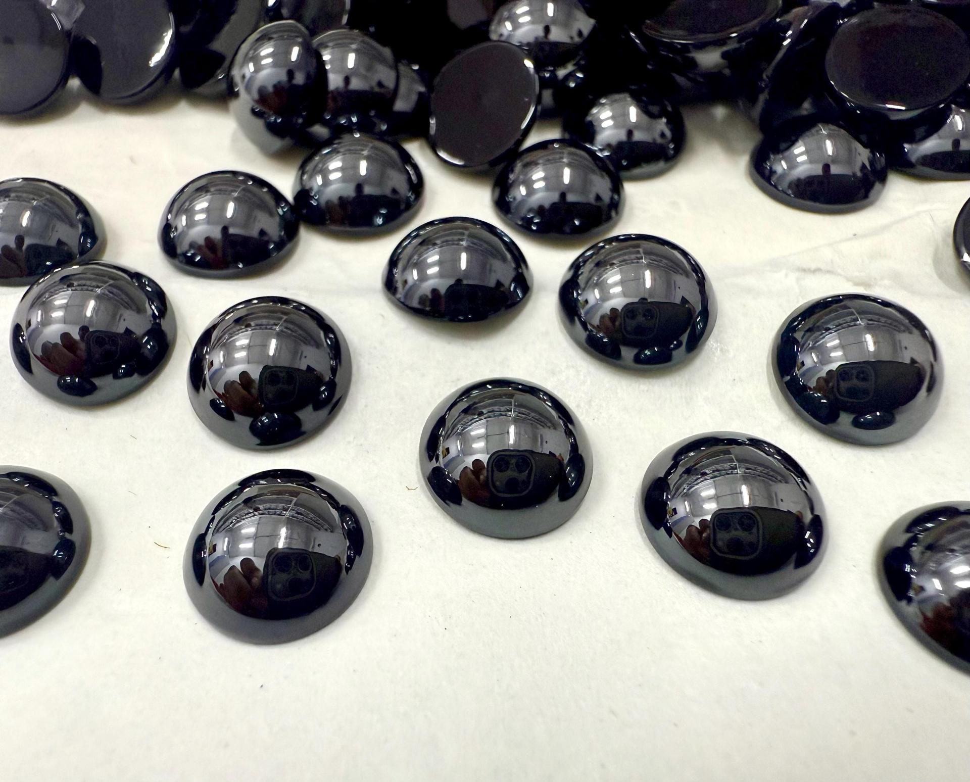 10 mm Swarovski Round Cabochon Cabs foiled Jet Hematite Article # 2090/4 Vintage Flat Back