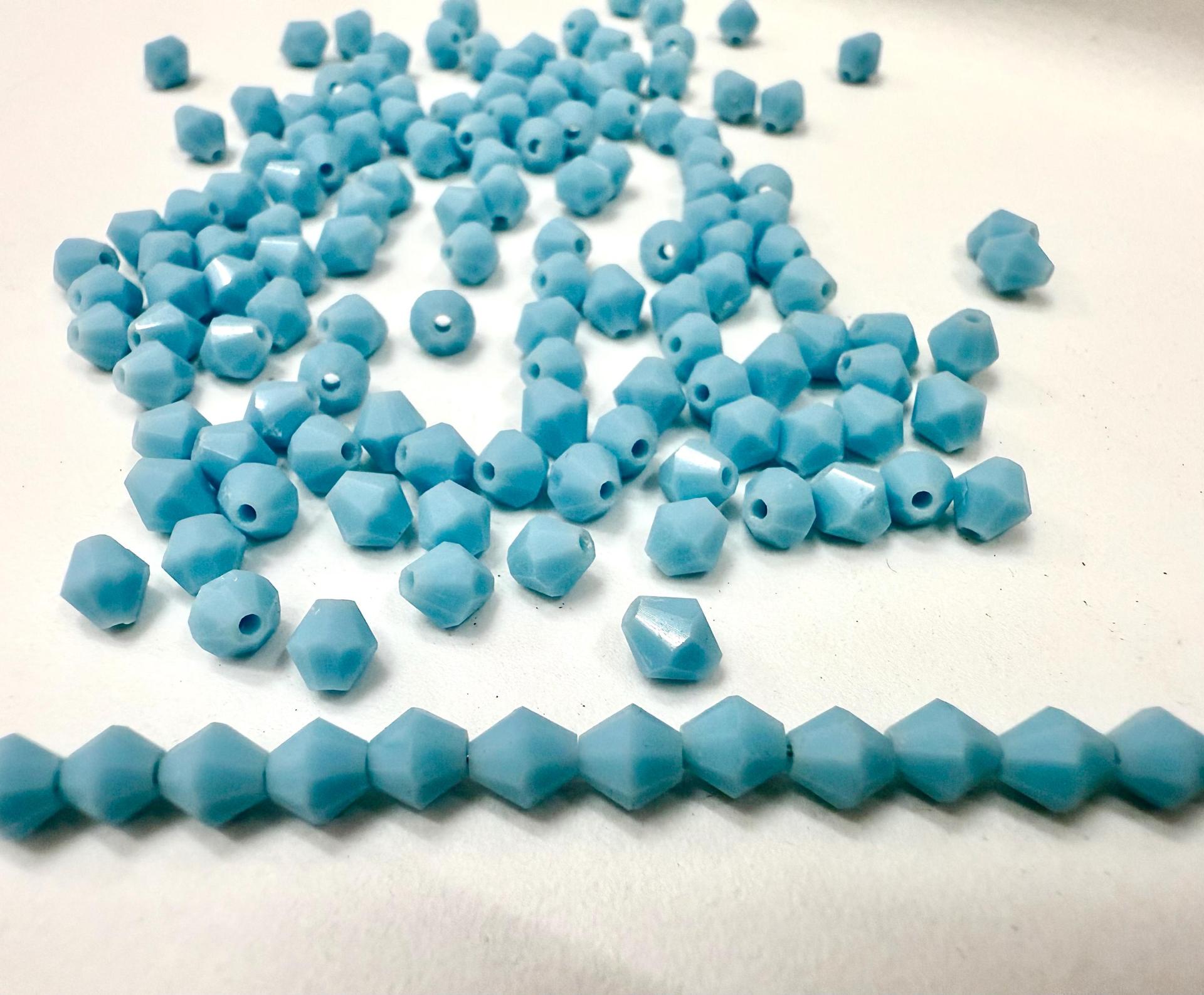 Opaque Premium Turquoise Rose Genuine Czech Bicone 4mm (63030) rare findings embroidery materials vintage beads