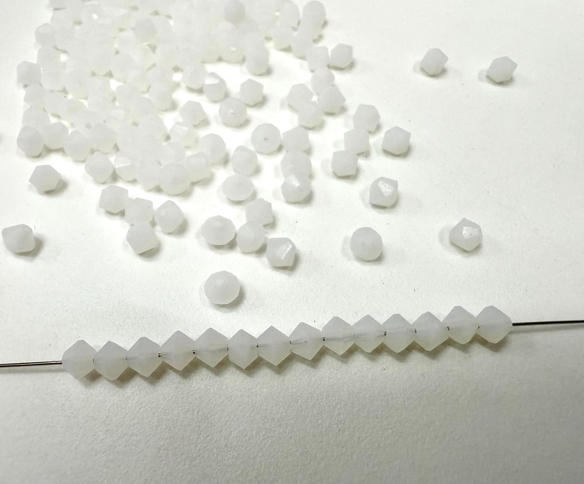 Matt White Opal Genuine Czech Bicone 4mm rare findings embroidery materials vintage beads
