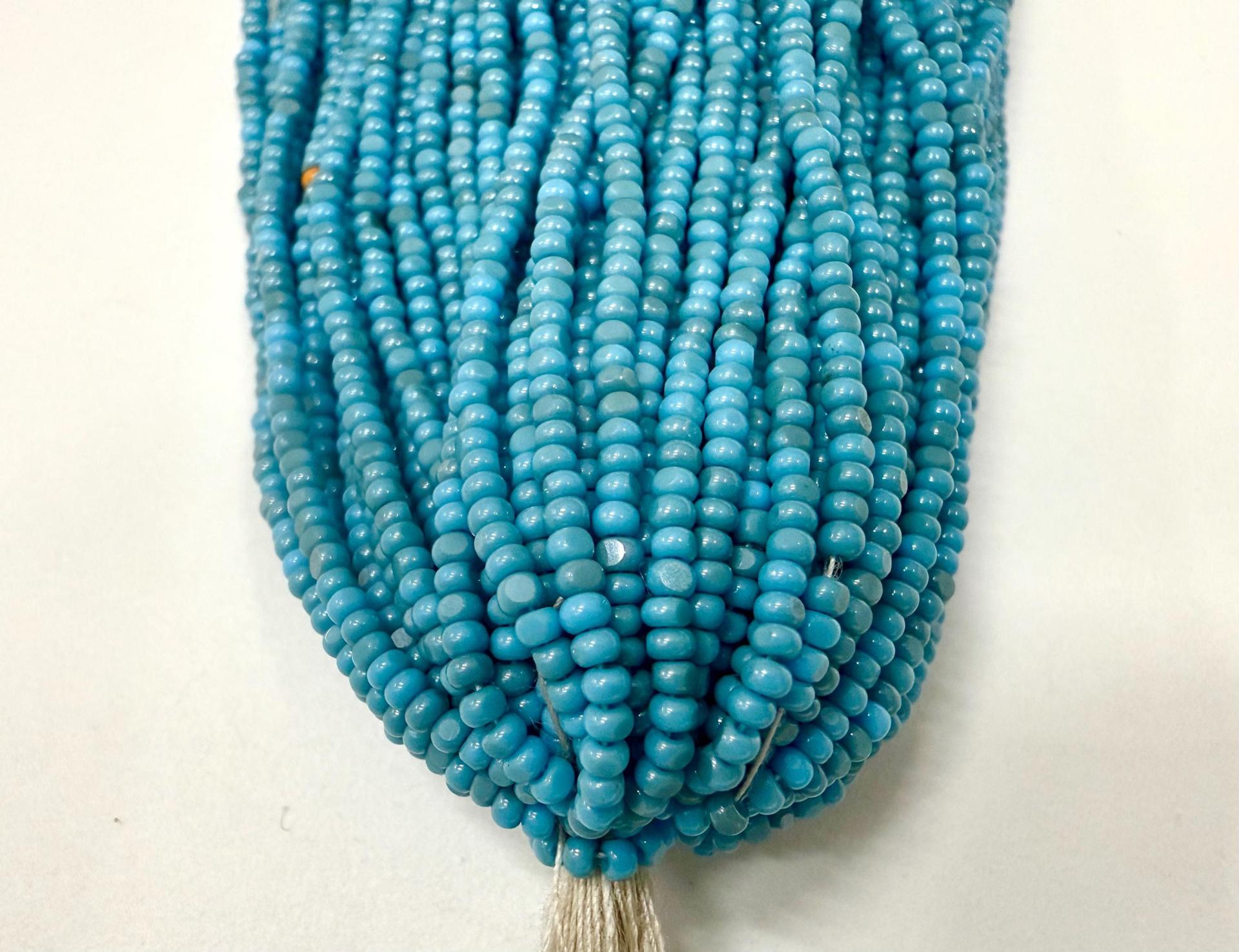 11/0 Hanks Charlotte Cut Beads Ionized Opaque Turquoise PREMIUM SEED BEADS, Native Supplies