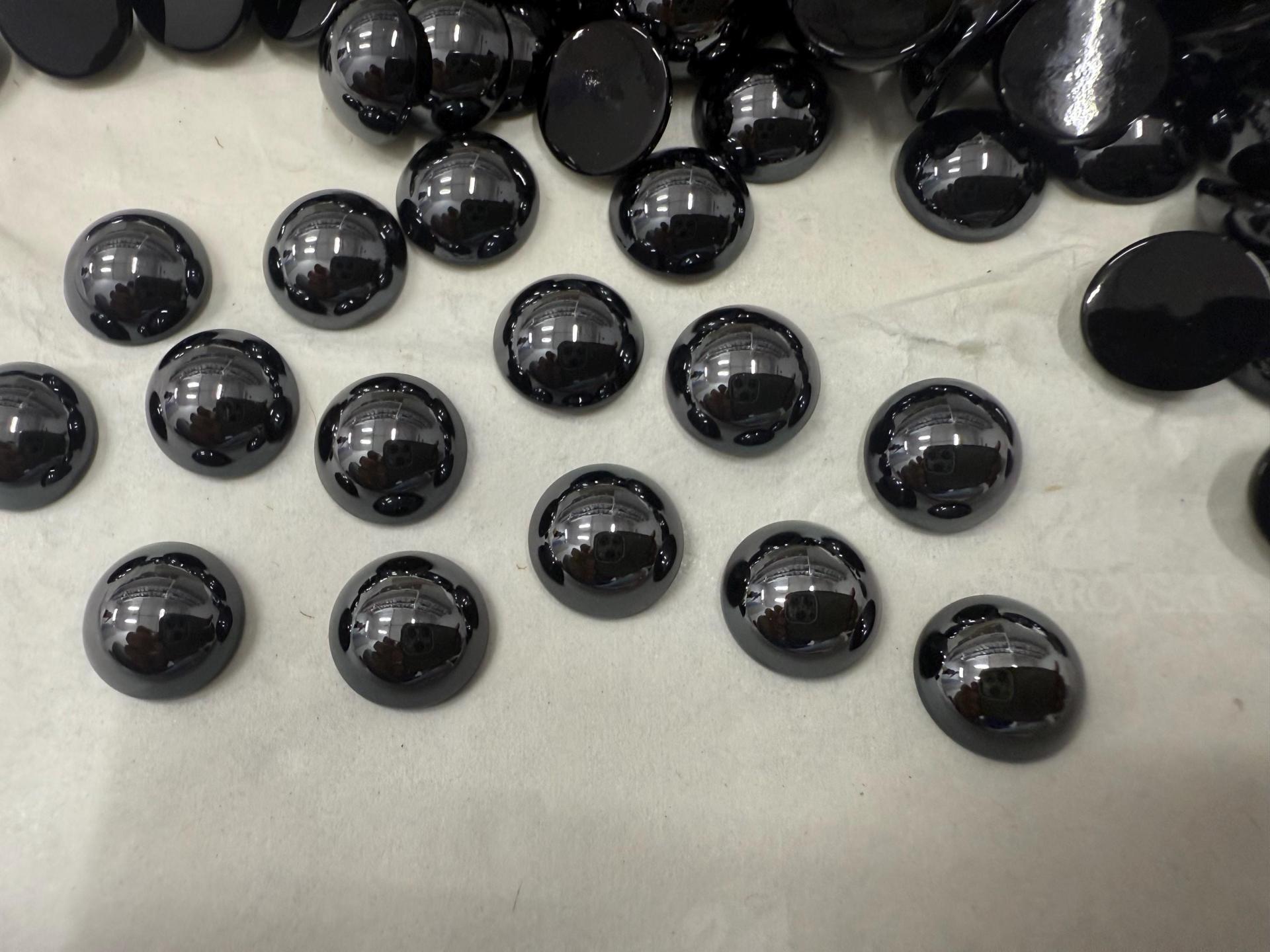 8 mm Swarovski Round Cabochon Cabs Jet Hematite unfoiled Article # 2090/4 Vintage Flat Back