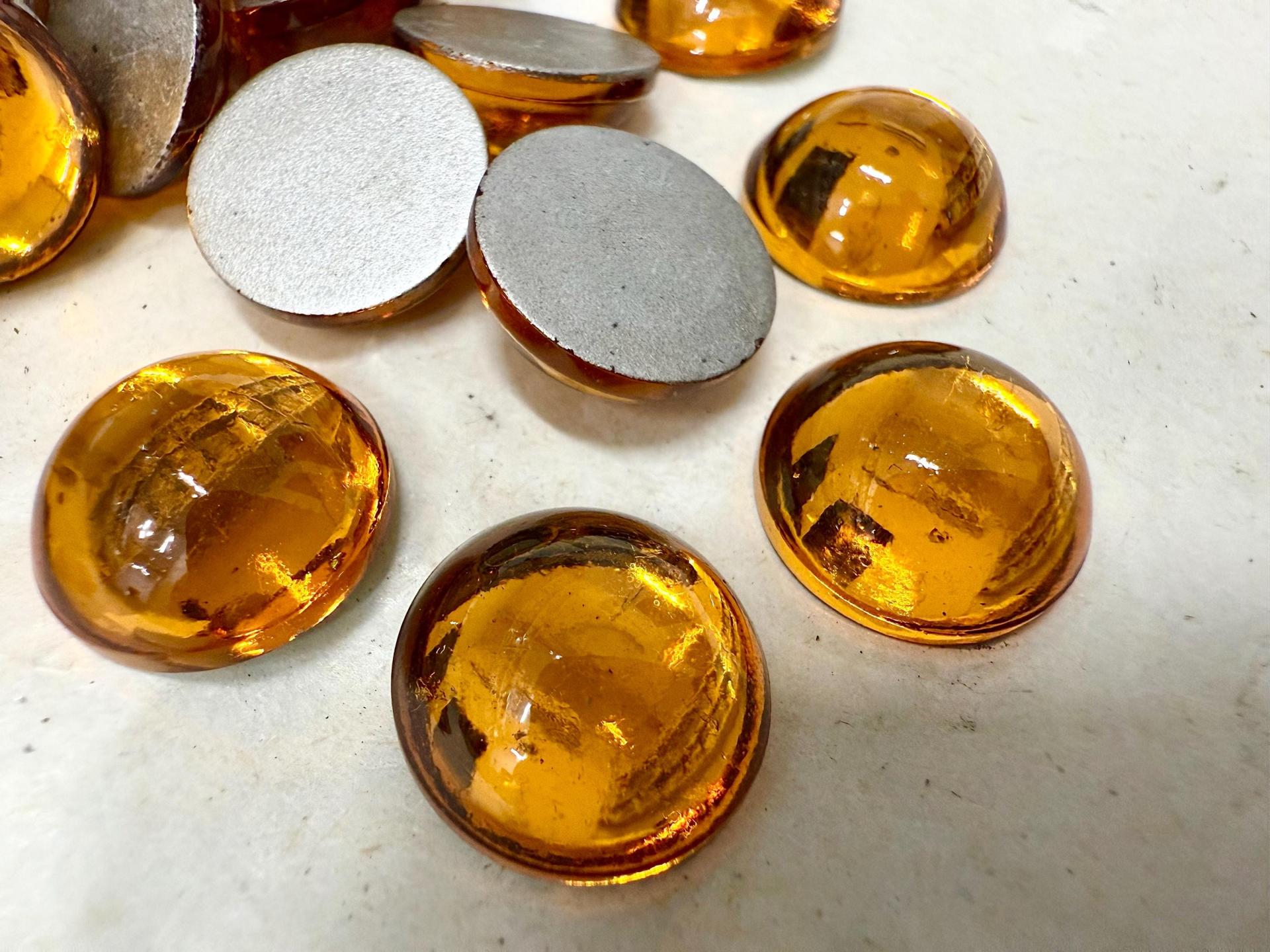 14 mm Swarovski Round Cabochon Cabs Topaz foiled Article # 2090/4 Vintage Flat Back