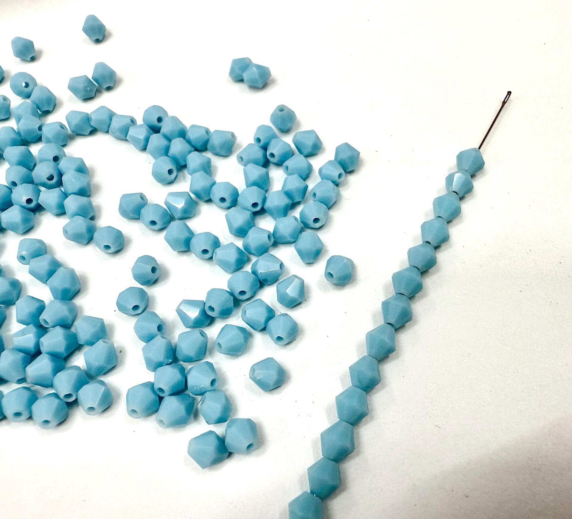 Opaque Premium Turquoise Rose Genuine Czech Bicone 4mm (63030) rare findings embroidery materials vintage beads