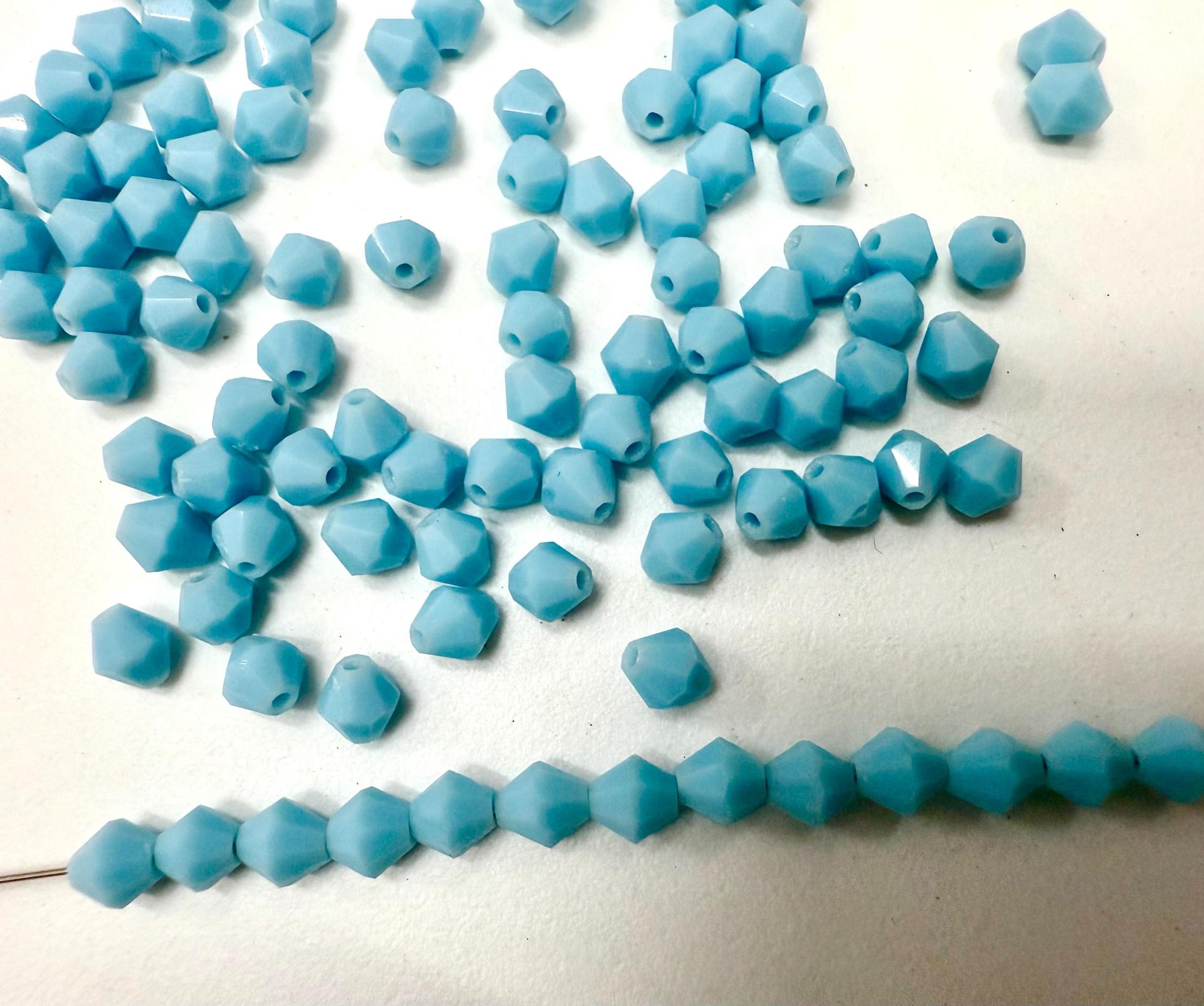 Opaque Premium Turquoise Rose Genuine Czech Bicone 4mm (63030) rare findings embroidery materials vintage beads