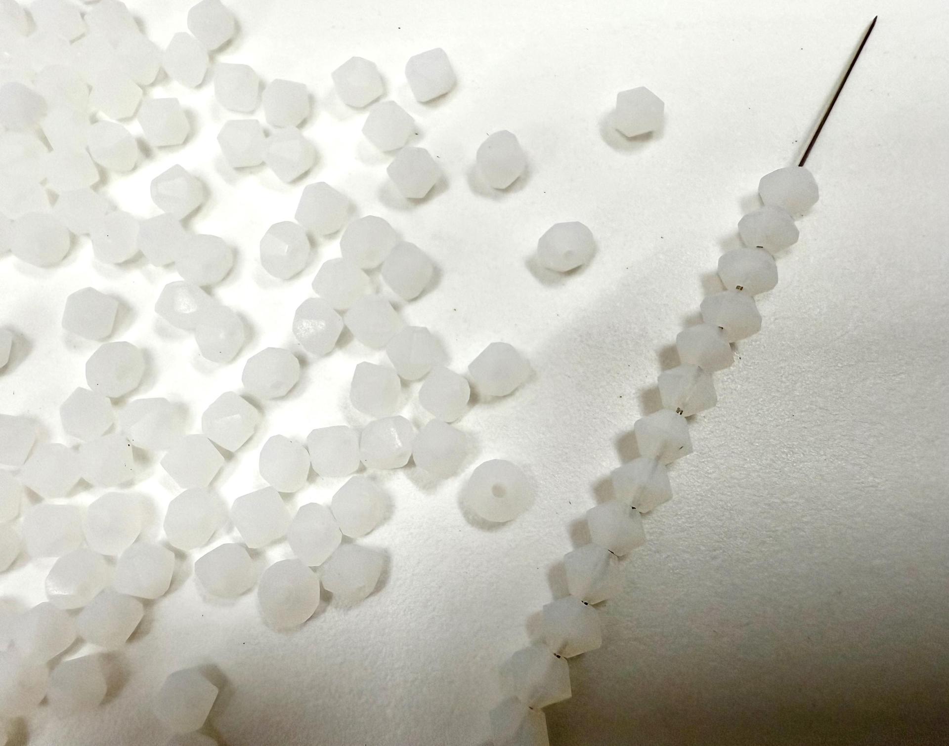 Matt White Opal Genuine Czech Bicone 4mm rare findings embroidery materials vintage beads