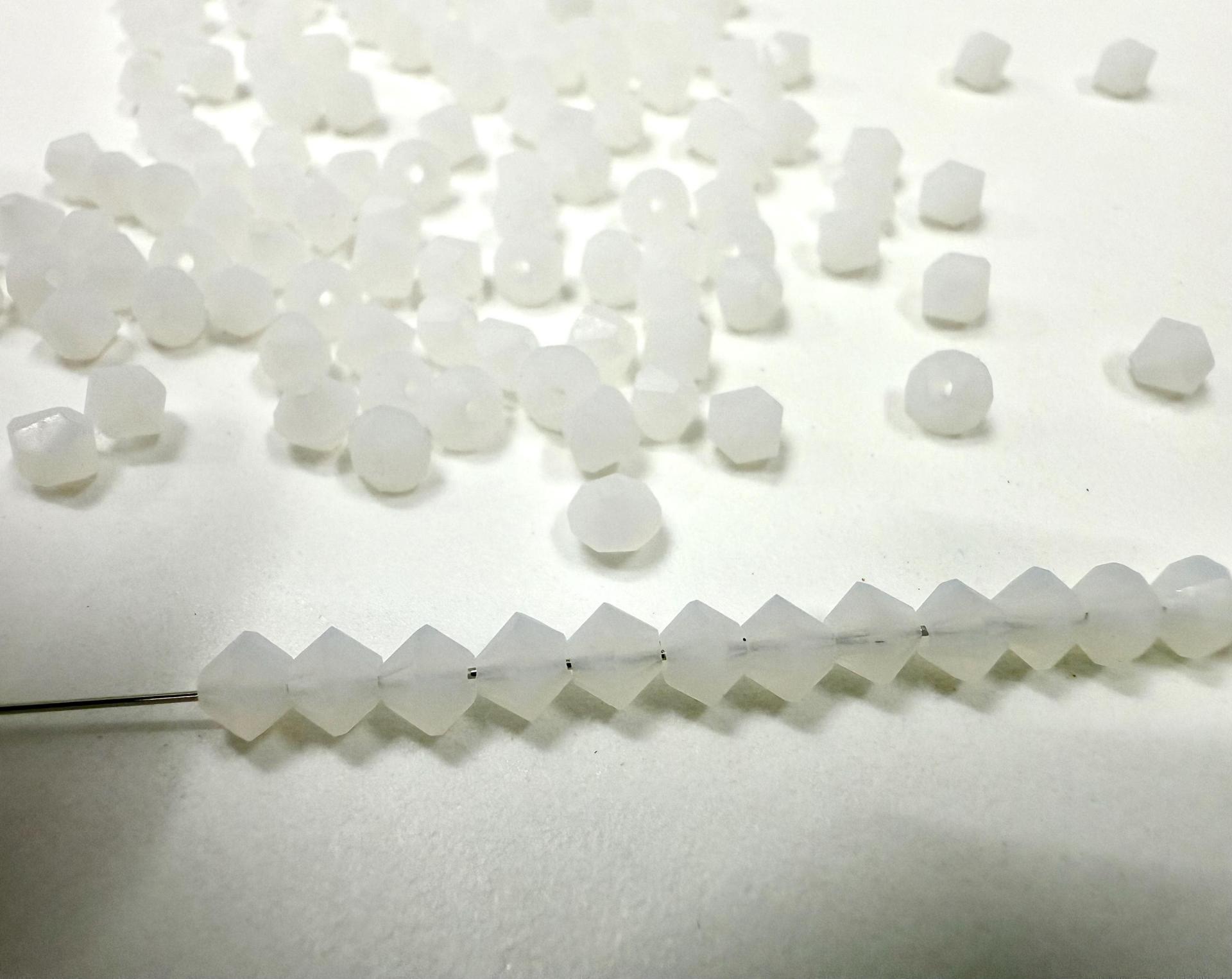 Matt White Opal Genuine Czech Bicone 4mm rare findings embroidery materials vintage beads