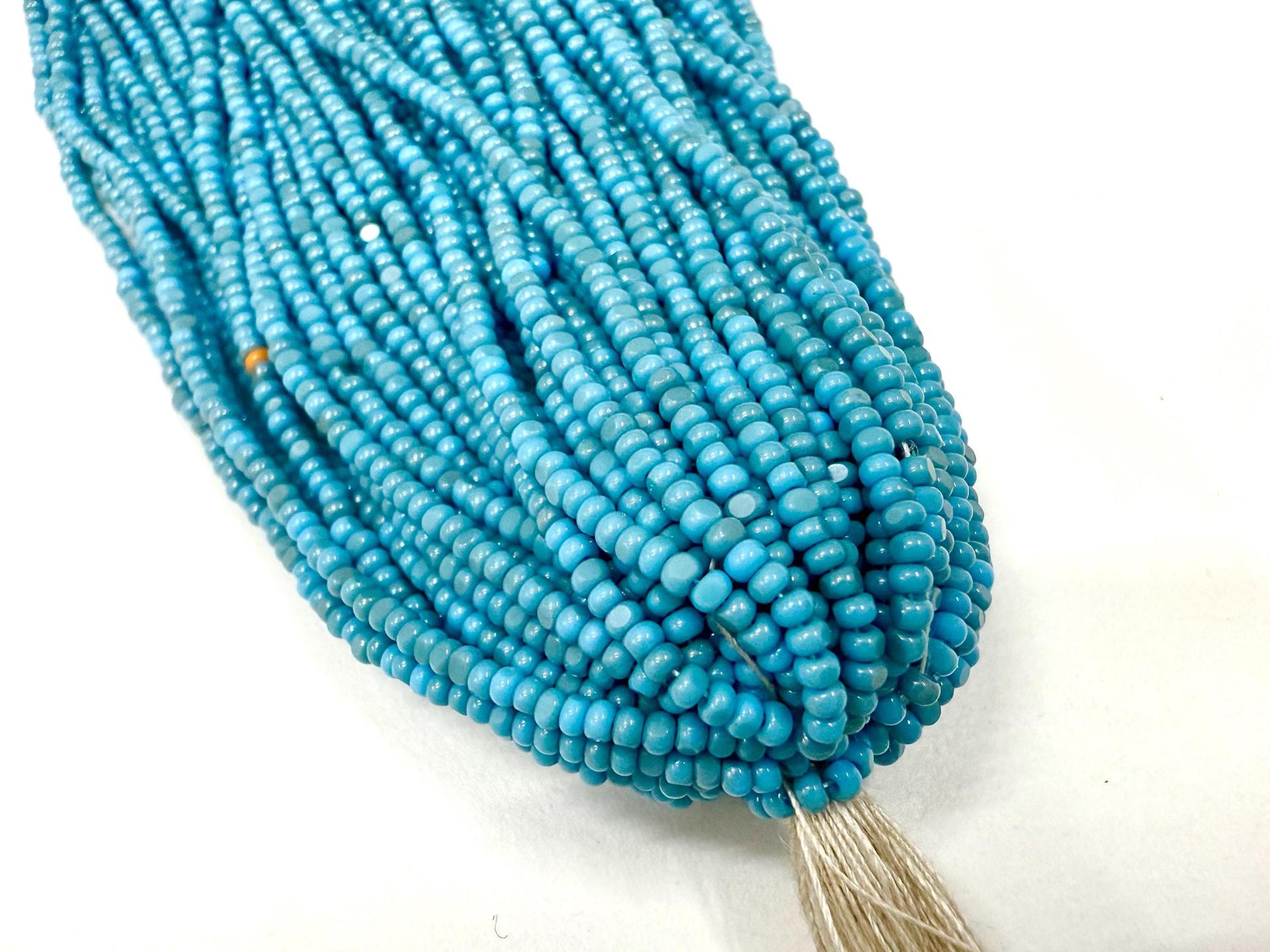 11/0 Hanks Charlotte Cut Beads Ionized Opaque Turquoise PREMIUM SEED BEADS, Native Supplies