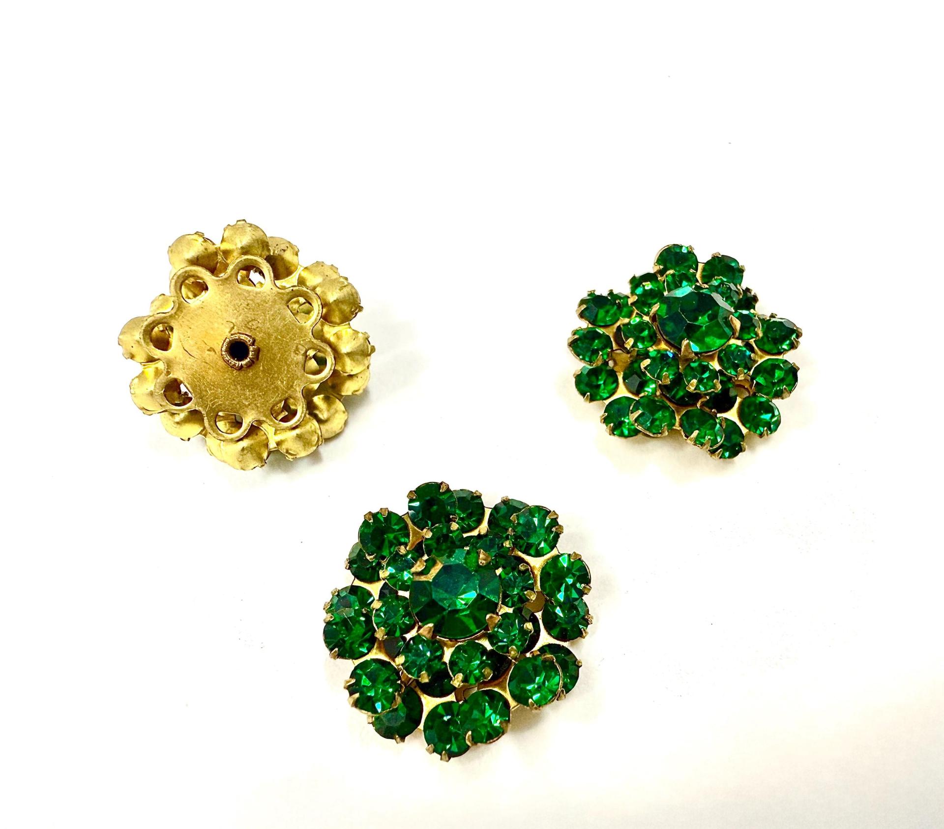 16mm Vintage brass Swarovski Flower Design Emerald crystal Embellishment DIY Supplies wedding decorations